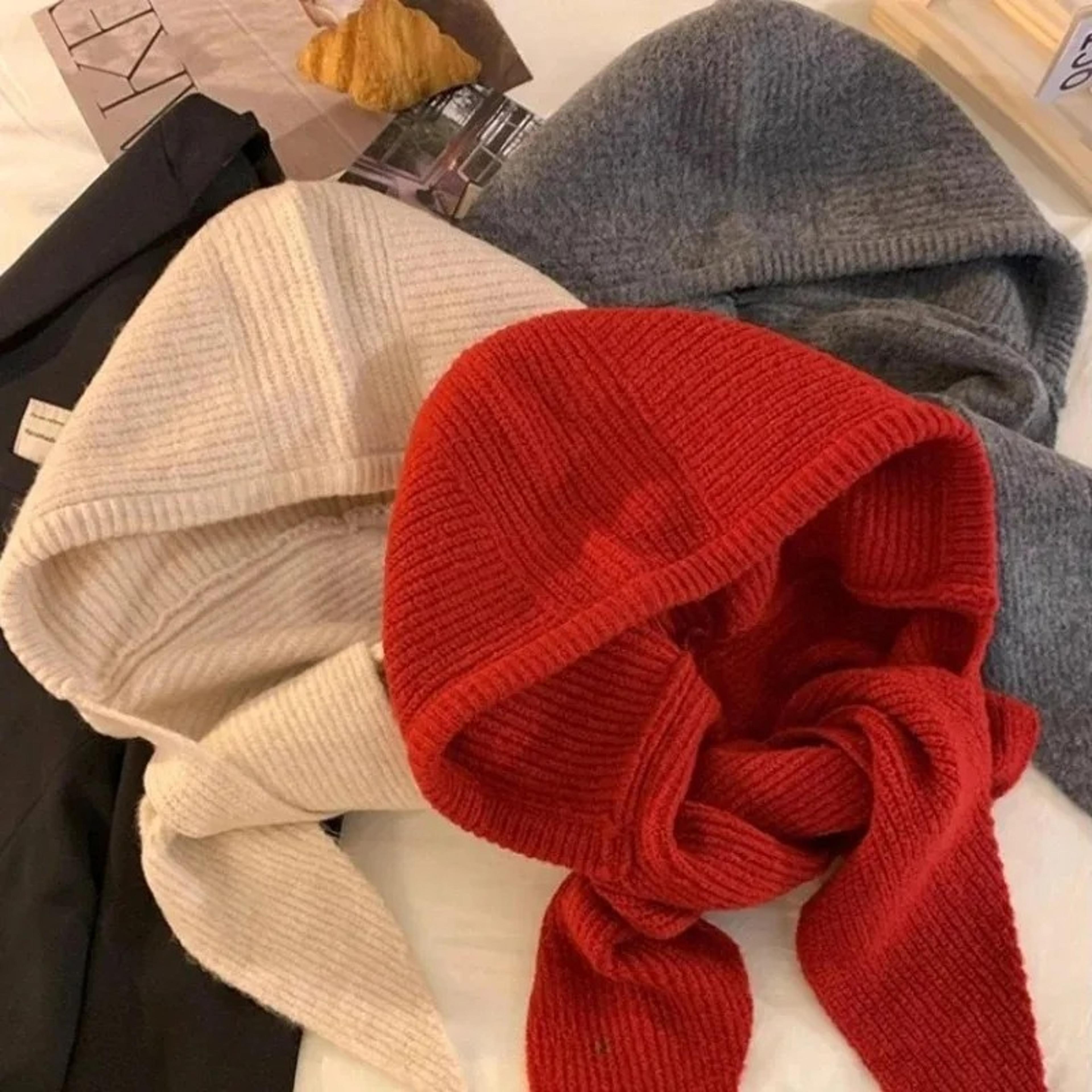 Knitted Hooded Cap Winter Keep Warm Balaclava Scarf Hats For Outdoor Ski Cold Hat Women Thicken Nec 4
