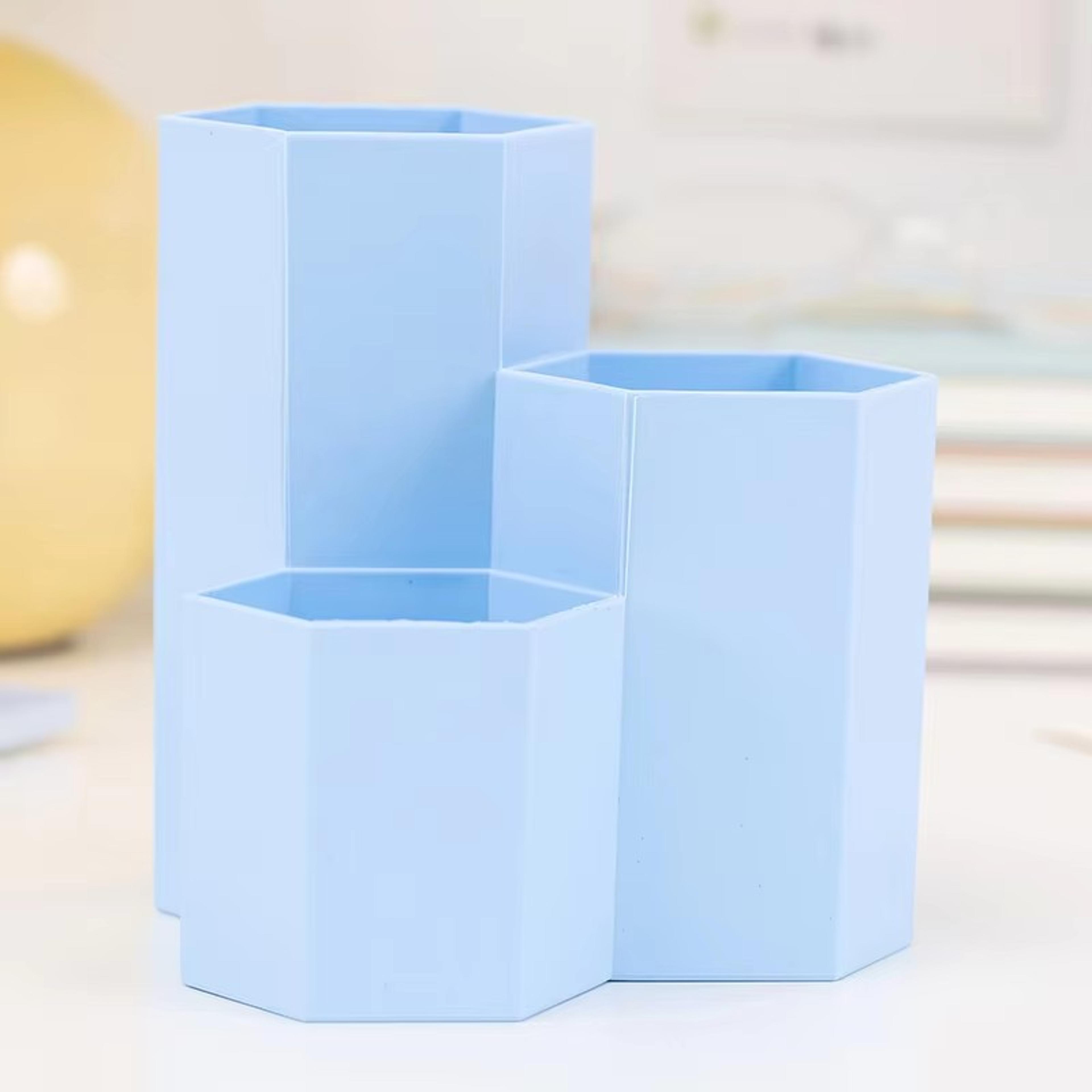Student Office ThreeGrid Pen Holder Multifunctional Desktop Storage Box Makeup Brush And Small Item