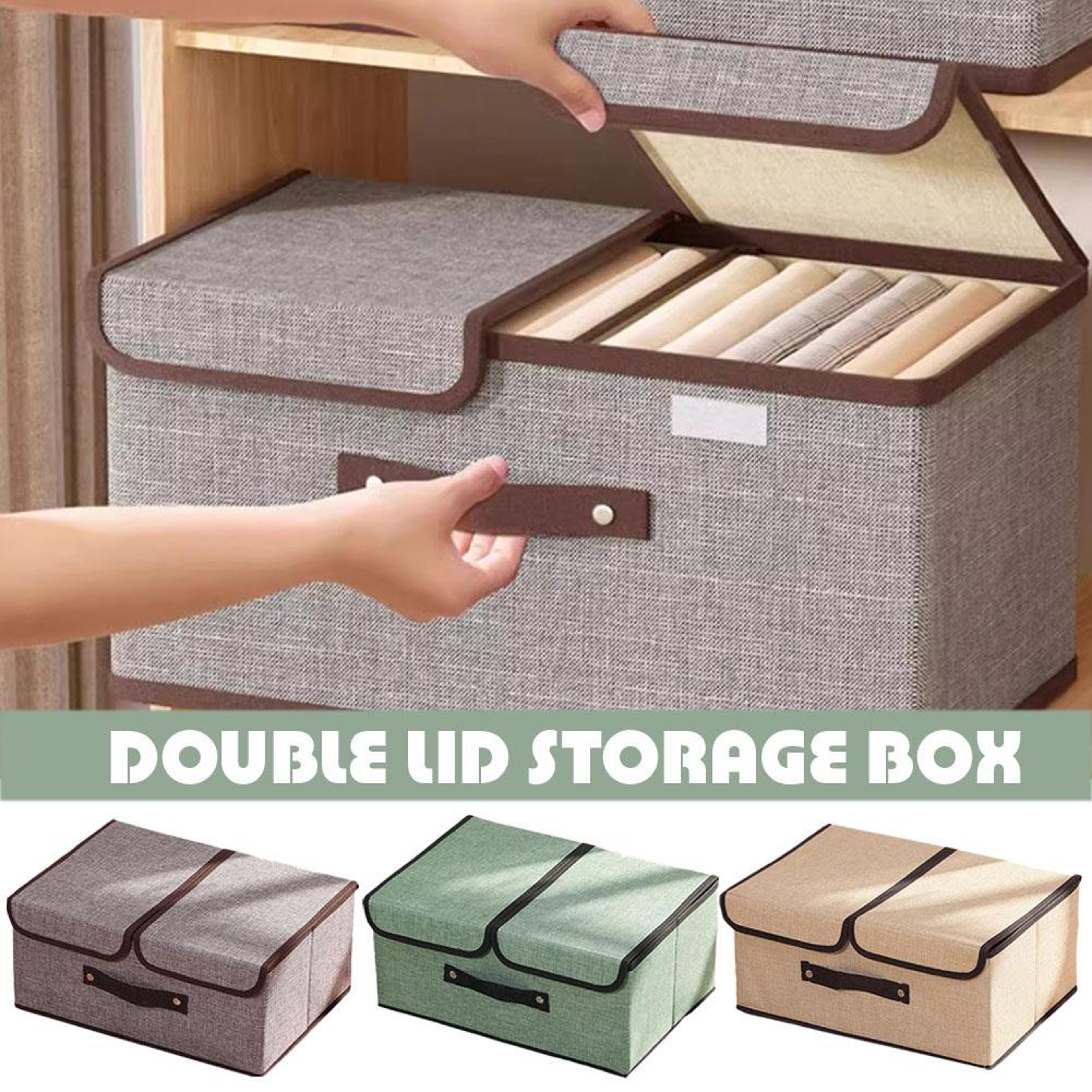 Large Double Lid Organizer Non Woven Fabric Foldable Storage Box Bedroom Arrangement For Underwear 2
