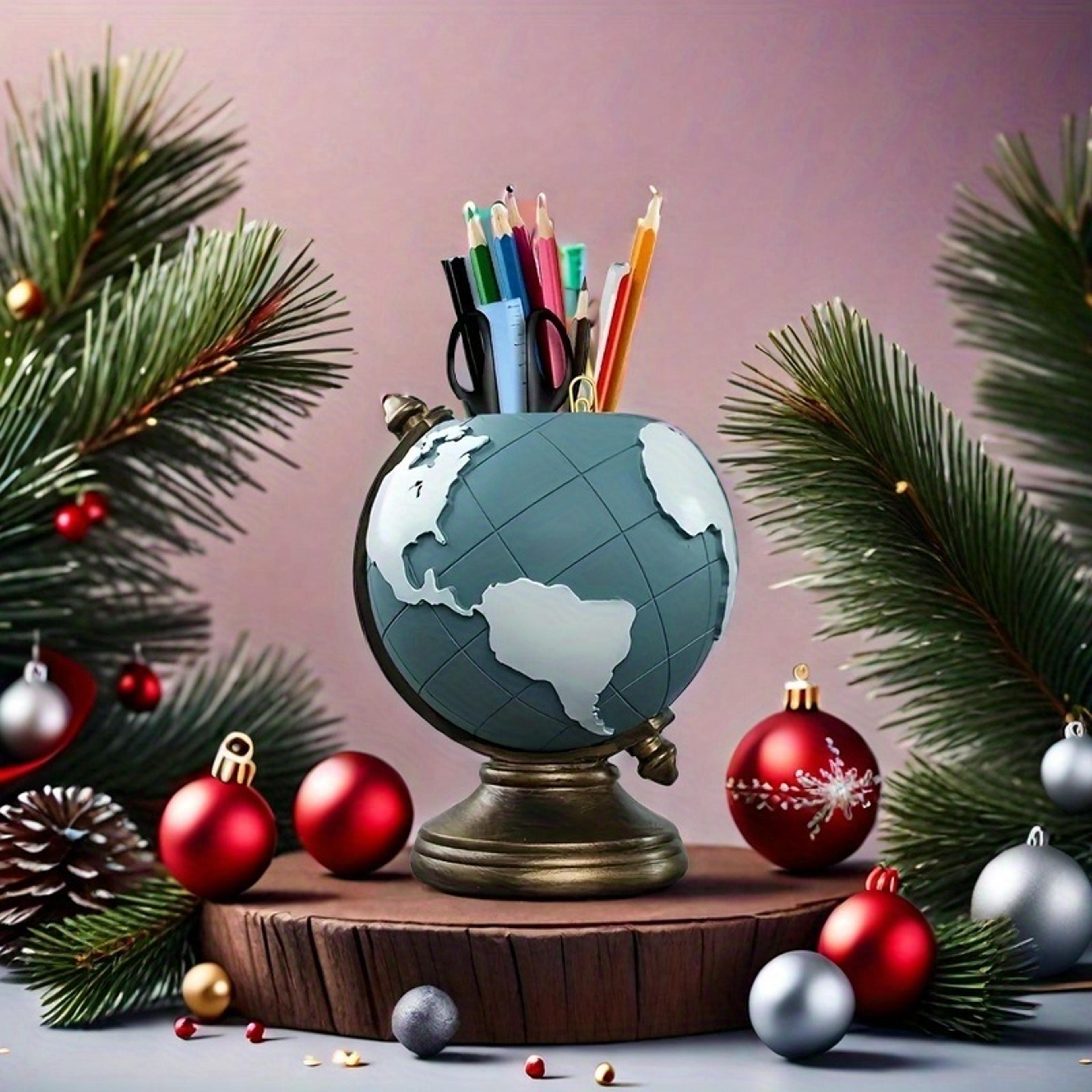 Unique Geographic Pen And Pencil Storage Creative Globe Resin Desk Organizer 4
