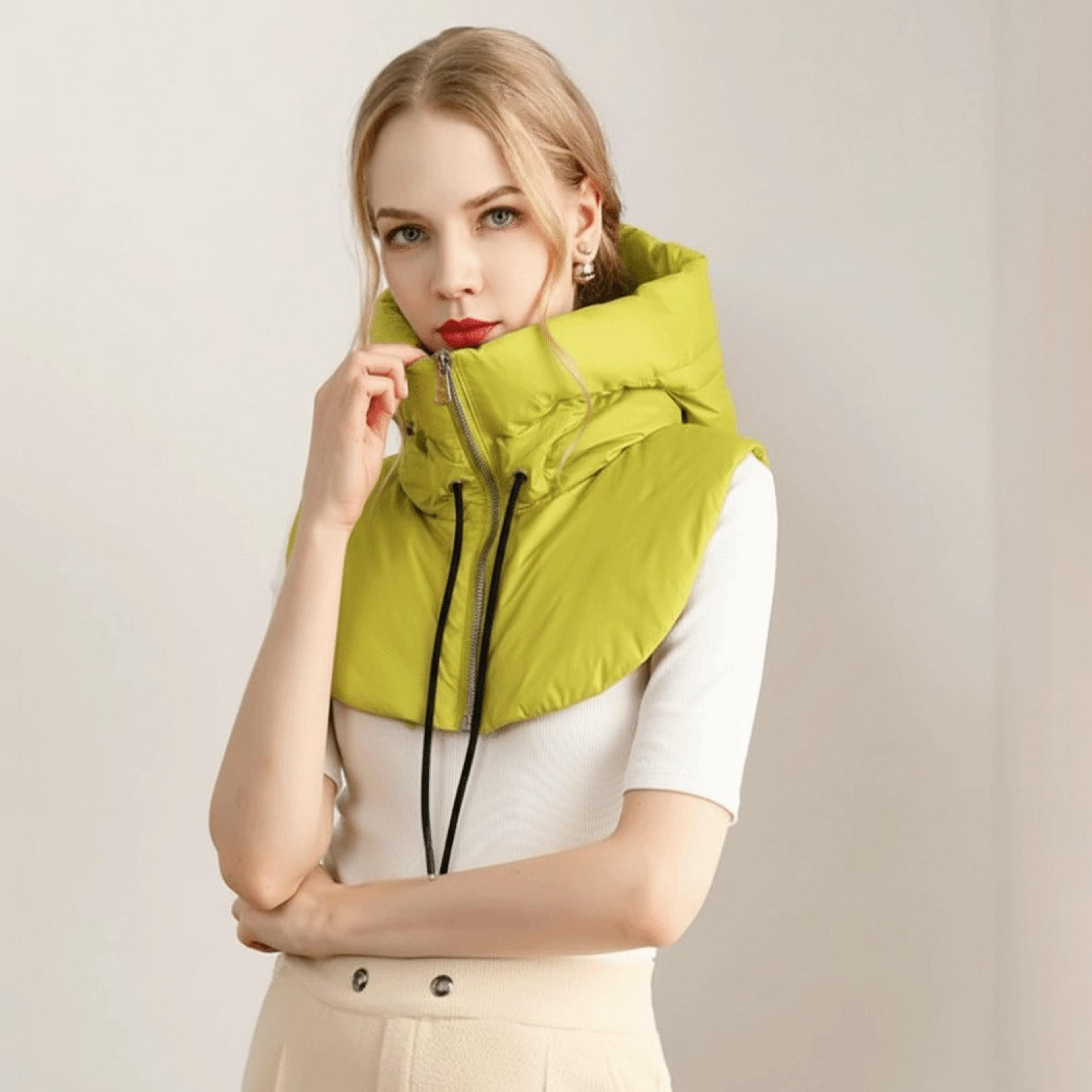 Womens Ultralight Down Hooded Hats Drawstring Neck Cover Removable Scarf Zipper Coat Balaclava Hat 6