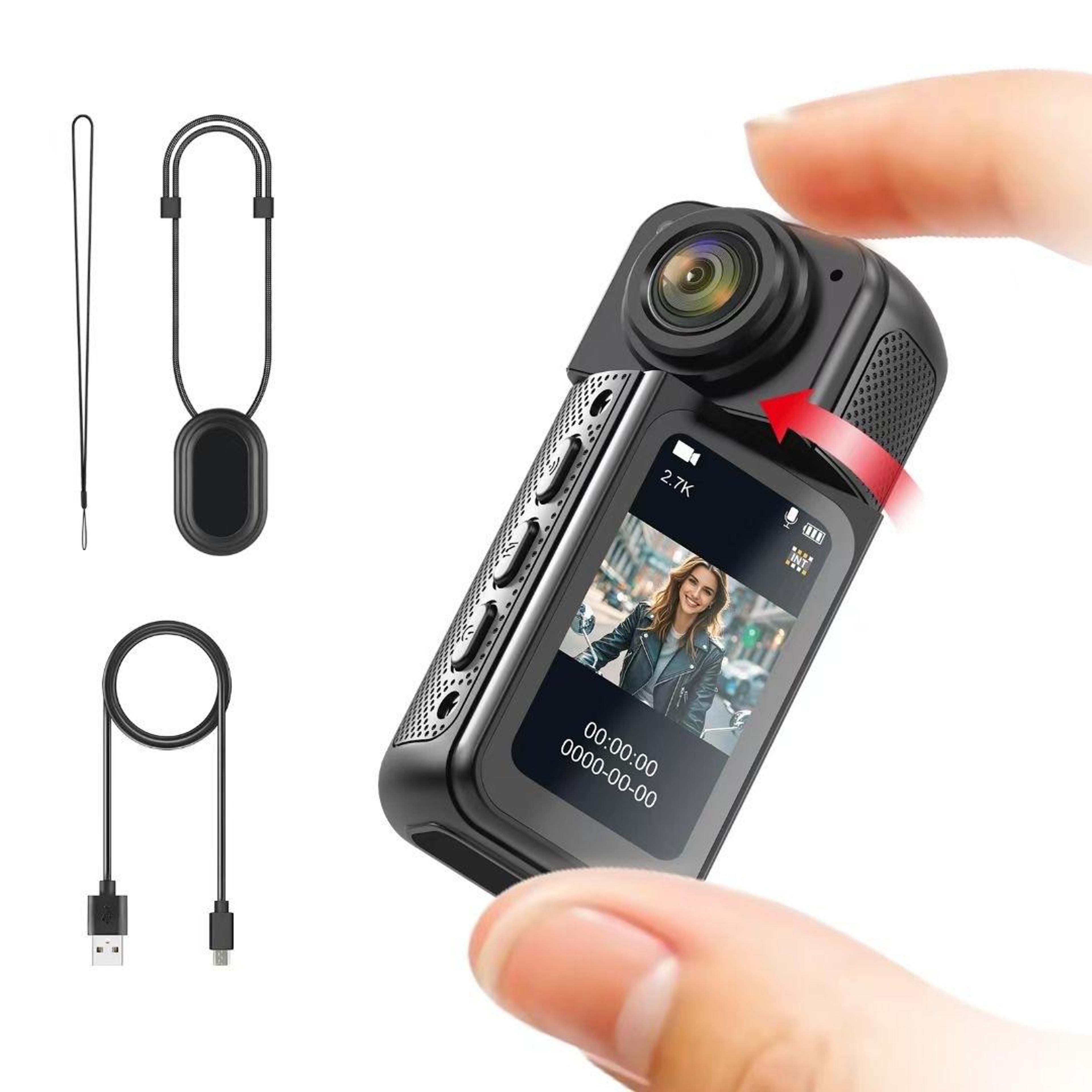lightweight mini recorder finger action camera, magnetic belt ips screen for bicycle, vlog, pet cam