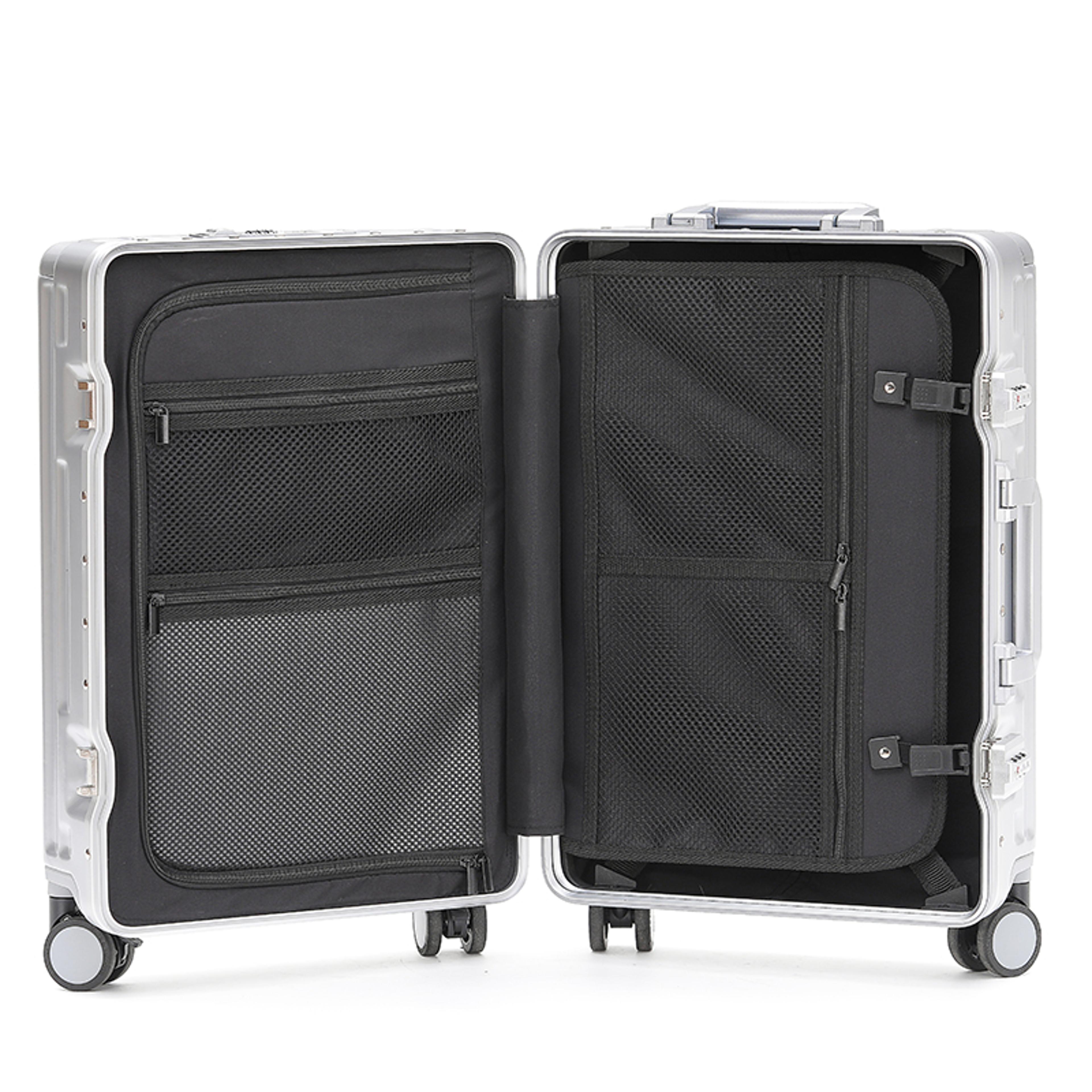Aluminum Frame Trolley Case Silent Wheels Mobile Phone Holder USB Charging For Vacation  Business T 2