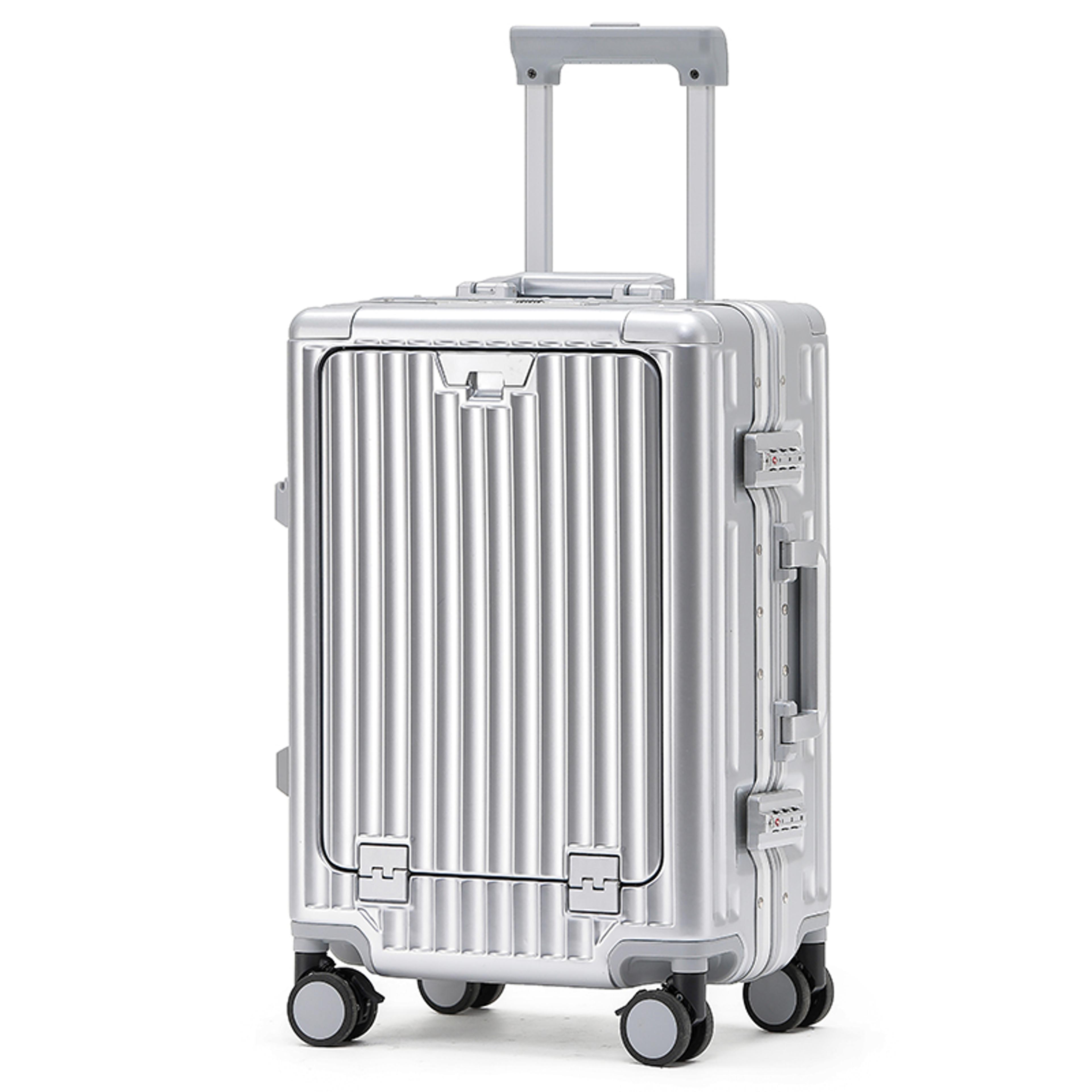 Aluminum Frame Trolley Case Silent Wheels Mobile Phone Holder USB Charging For Vacation  Business T 3