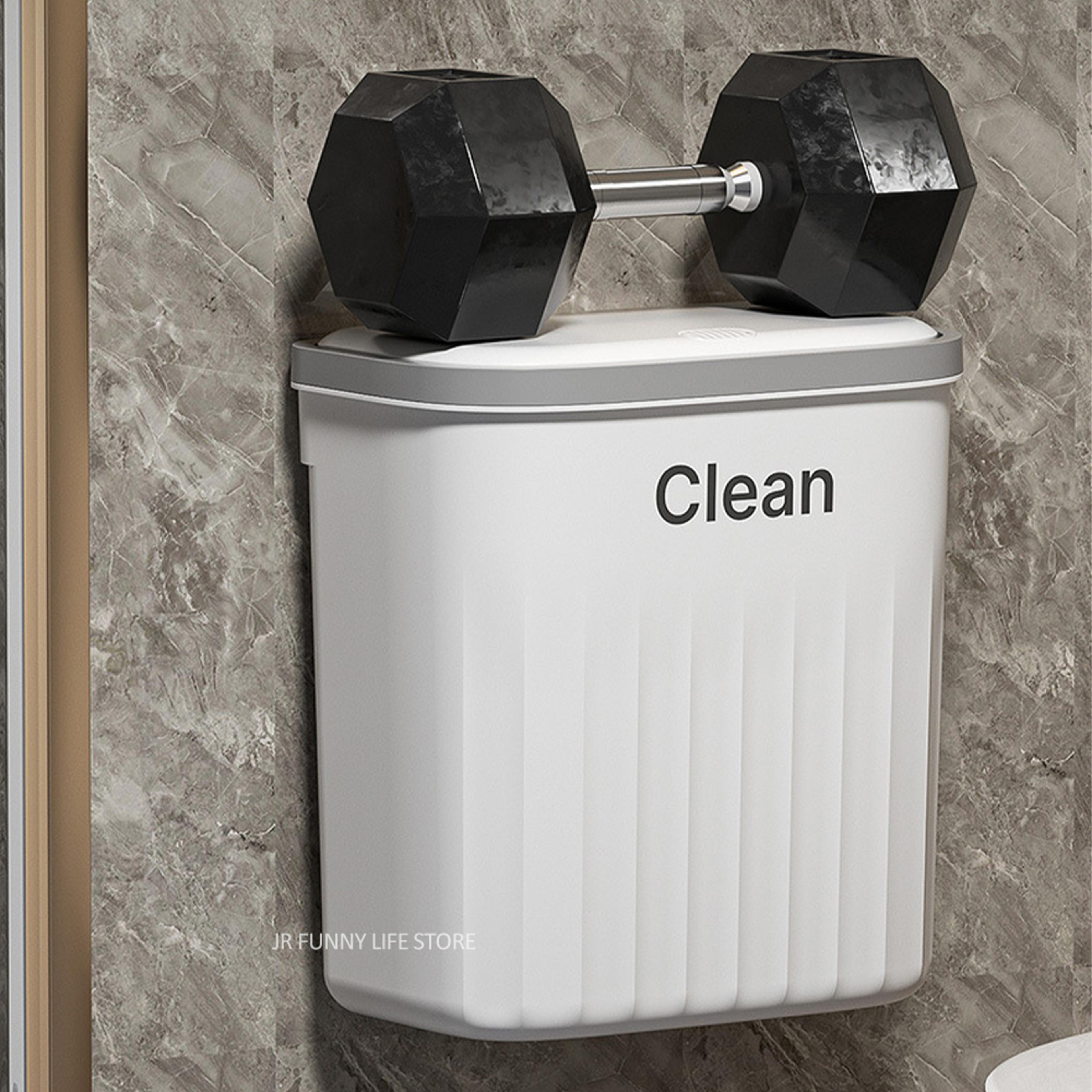 Hanging Wastebasket Wall Mounted Trash Can For Bathroom Kitchen Garbage Bucket With Lid 4