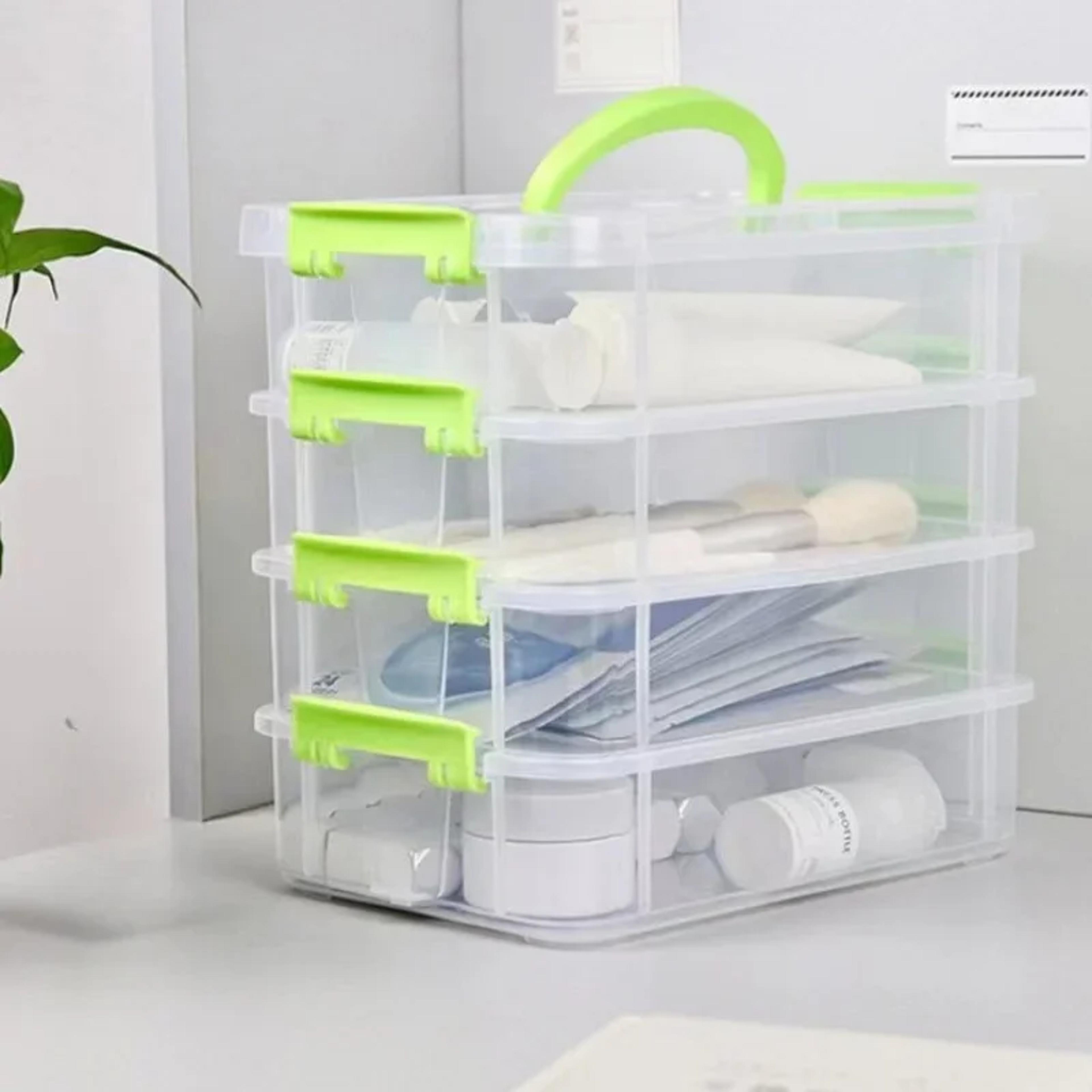 Portable 4layer Transparent Plastic Storage Box Drawer Organizer For Building Blocks 2