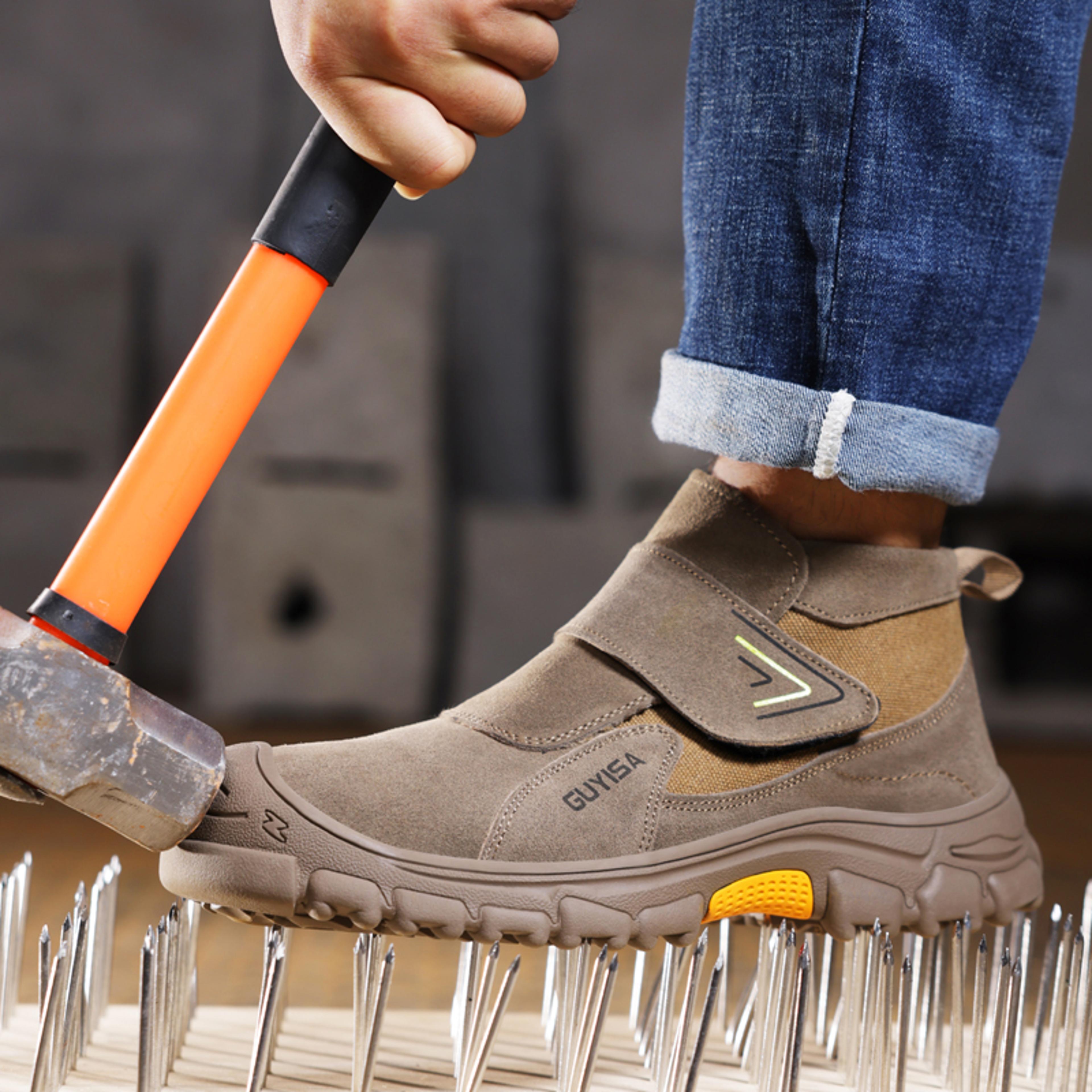 Wearresistant Men Cow Suede Safety Shoes Antismash Anti Puncture Welding Shoes Industrial Work Foot 2