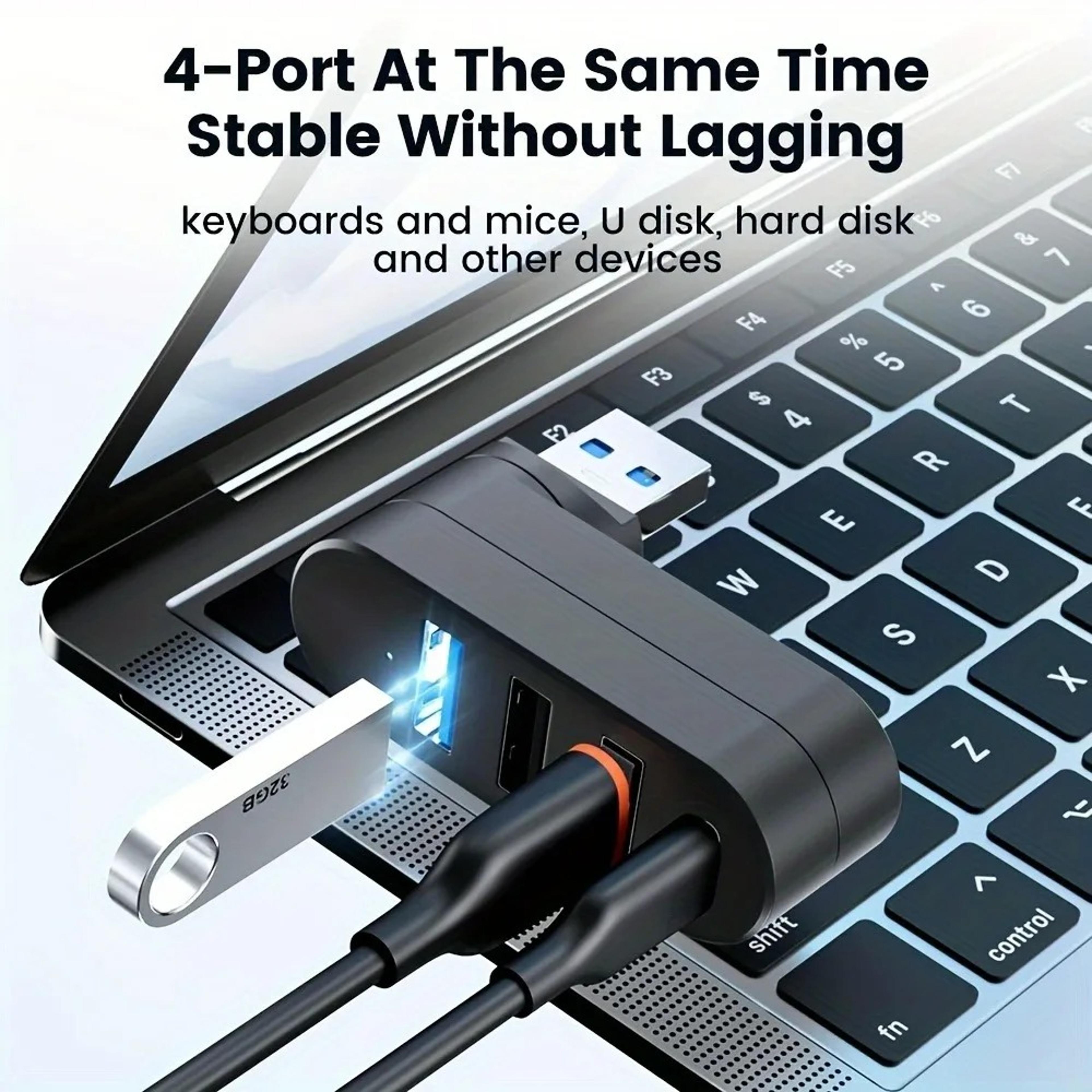 Multi TypeC USB Splitter Hub 4 IN 1 USB Hub With 180 Degree Rotation For PC 2