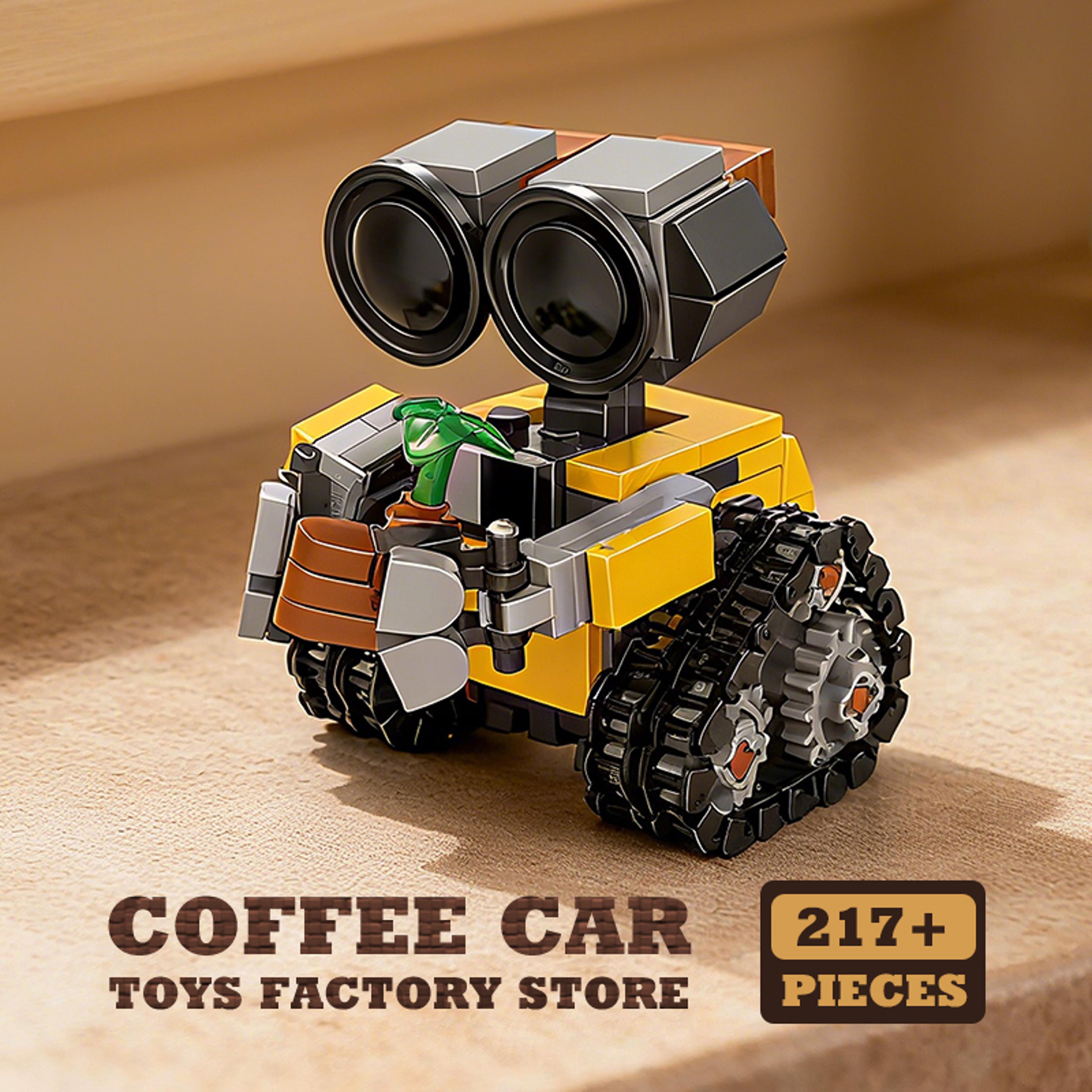 space mini robot building bricks toys, sci-fi tracked bot model, classic movie blocks for kids