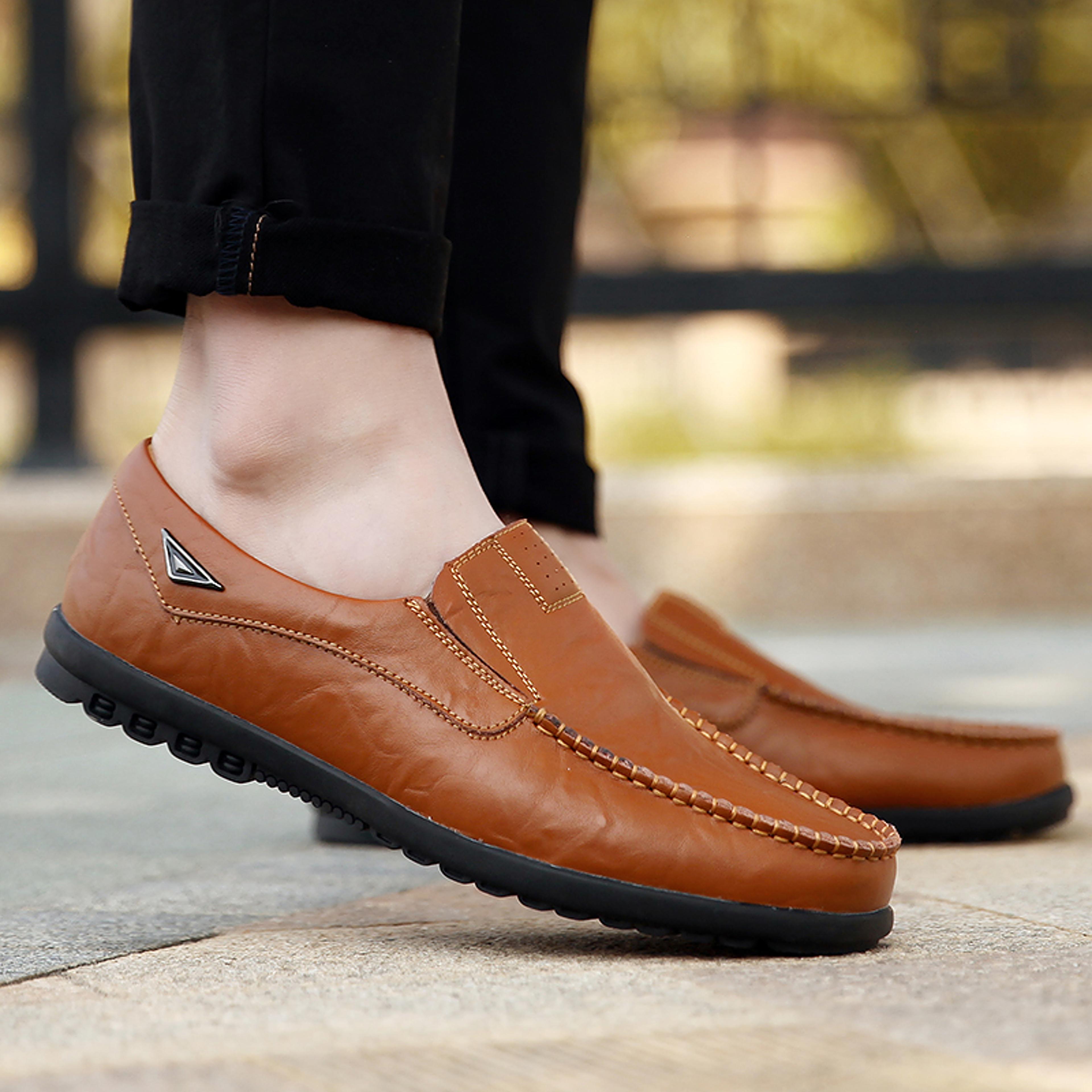 Luxury Brand Mens Loafers Moccasins Genuine Leather Casual Shoes Breathable Slip On Black Driving S 0