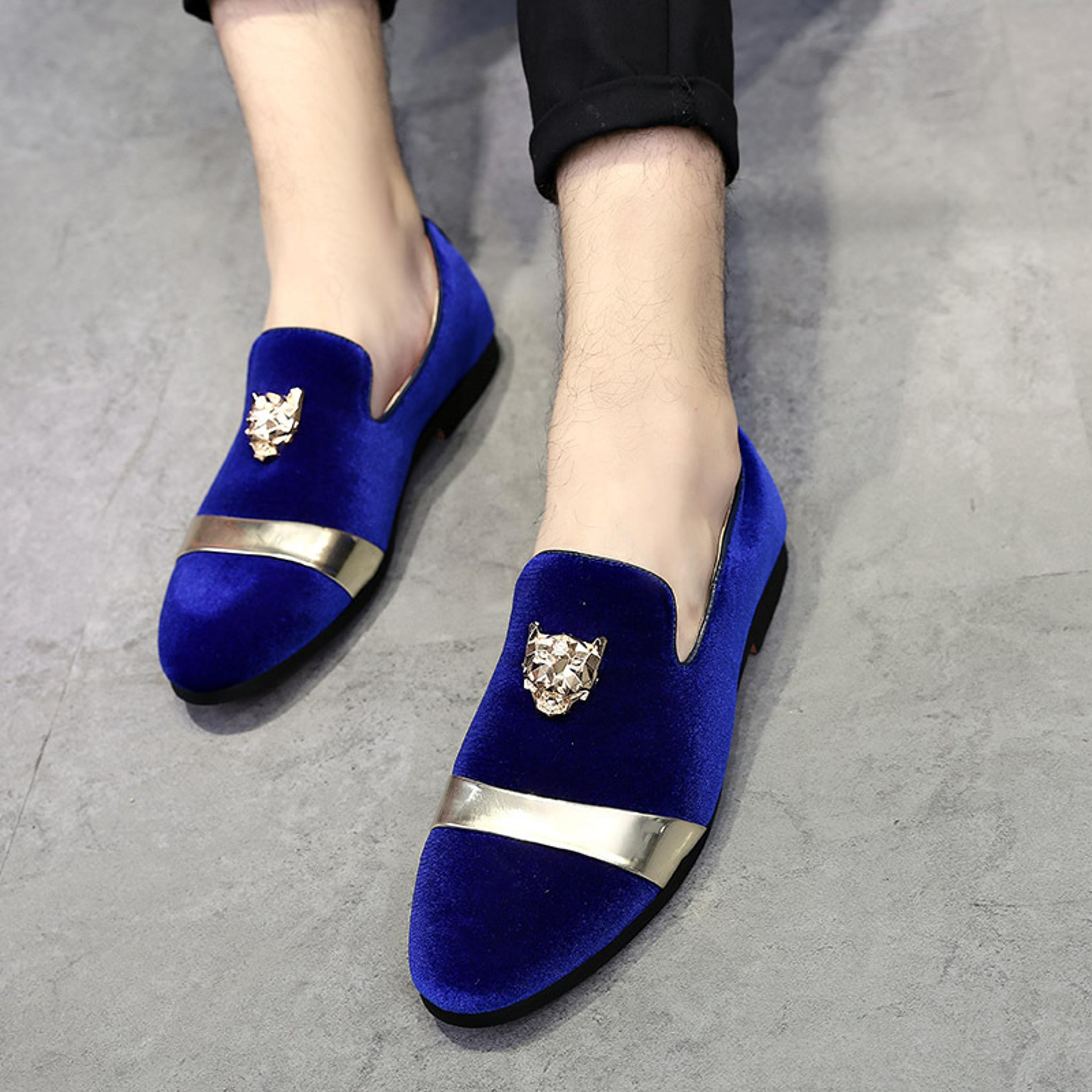 Fashion Quality Tiger Gold Metal Men Dress Shoes New Men Wedding Loafers Velvet Shoes 5