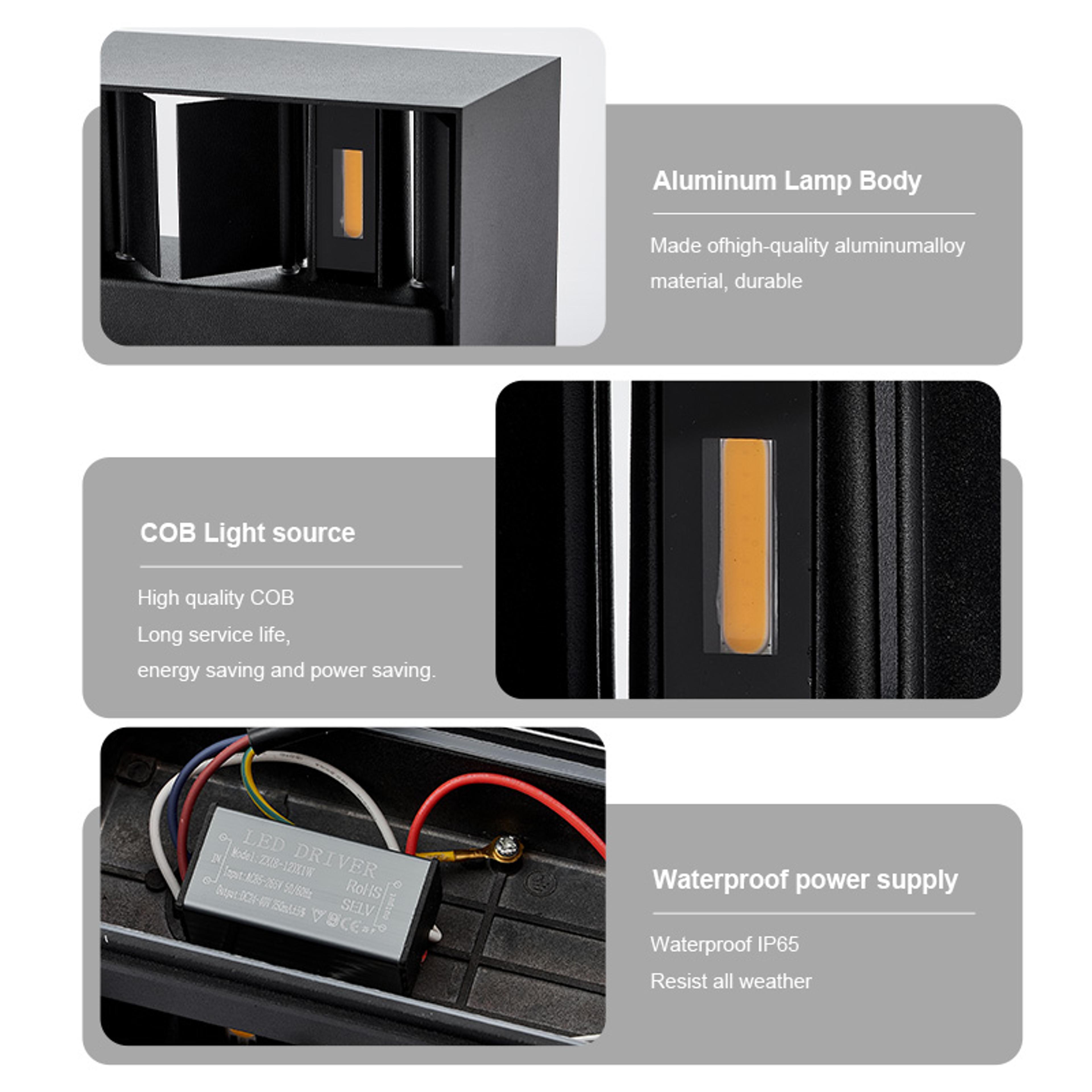 Aluminum LED Wall Lamp Outdoor Porch Garden Lights Waterproof Interior Wall Light 5
