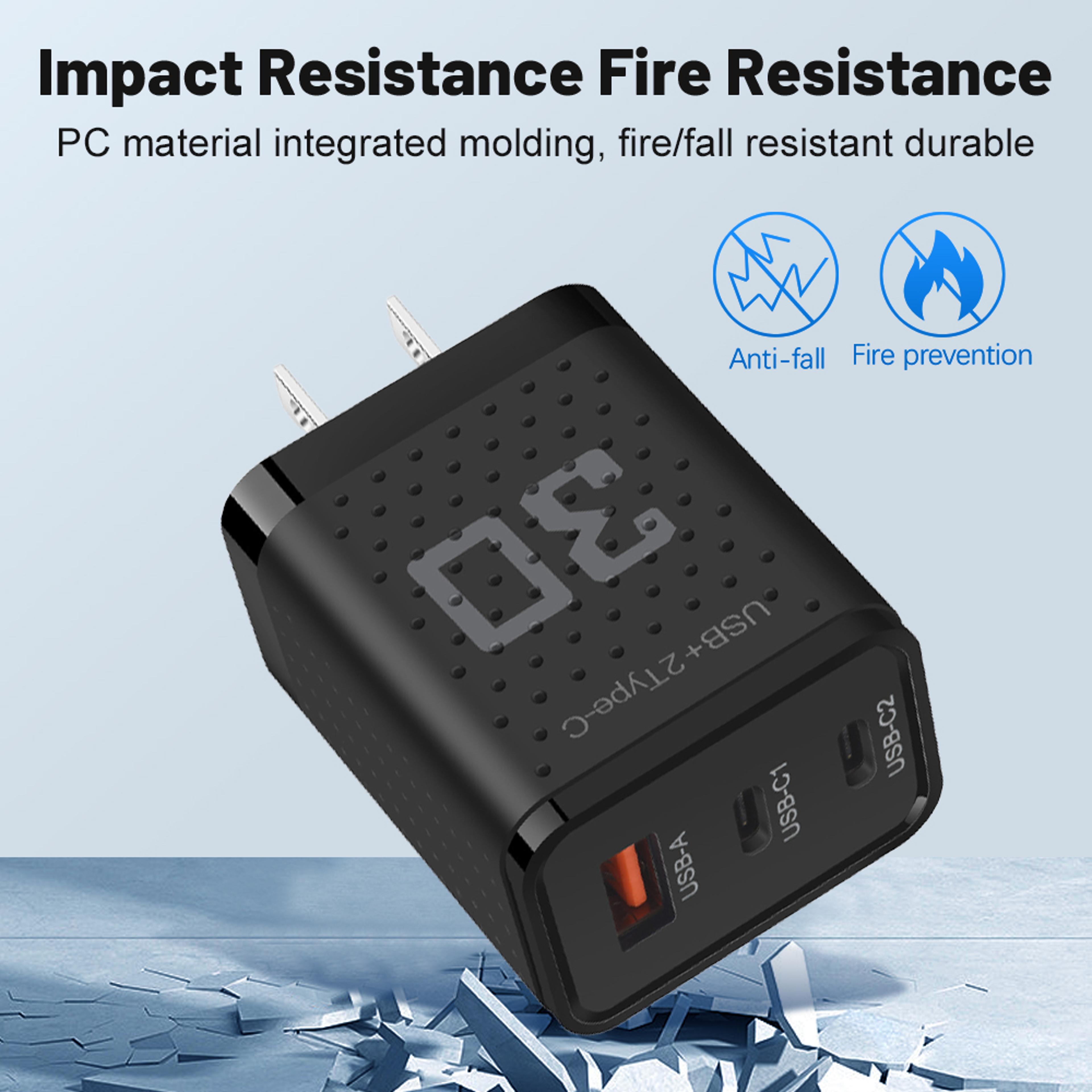 USB Type C Fast Charging Adapter For IPhone Samsung Xiaomi Huawei With 3 Ports QC30 Wall Charger 3