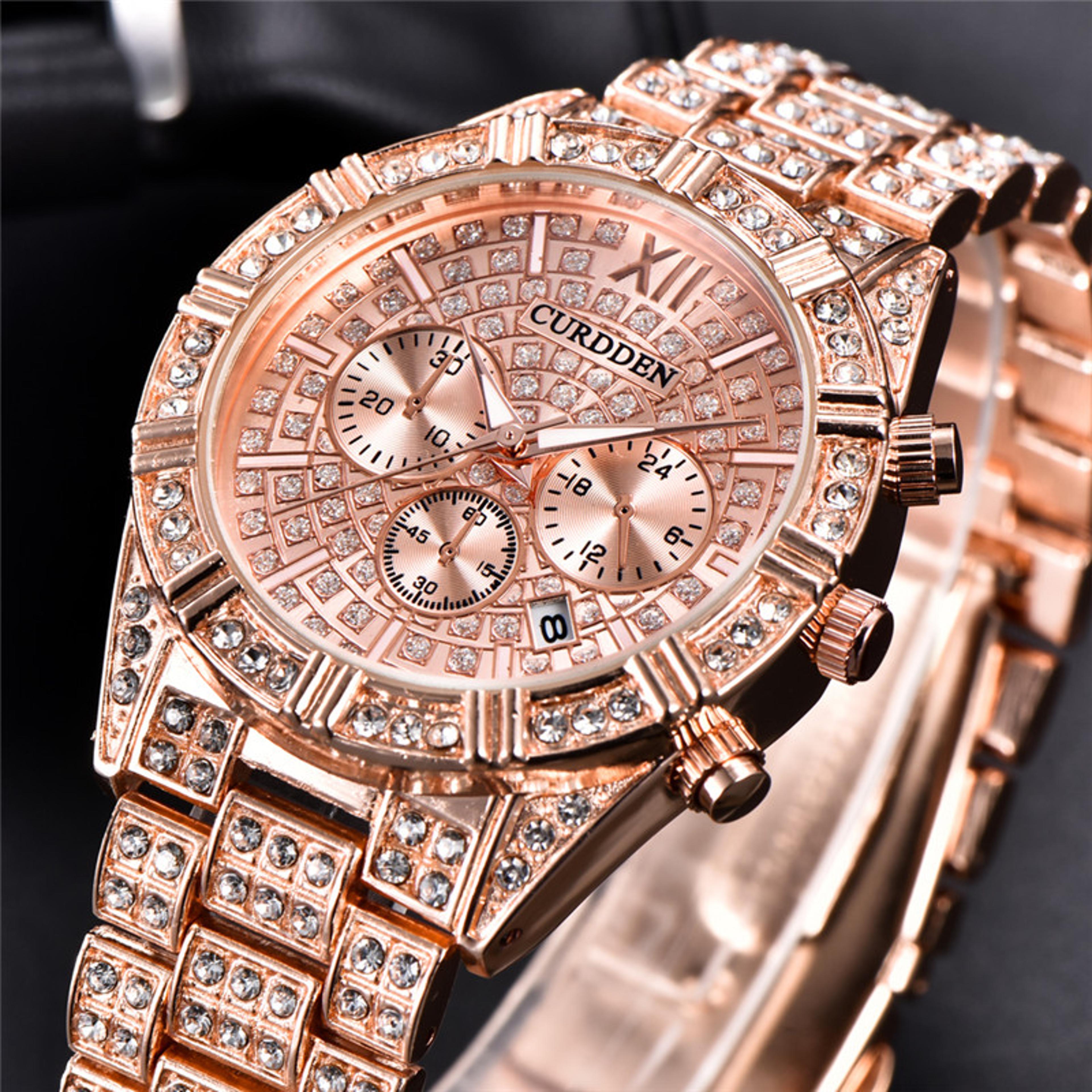Original CURDDEN Brand Luxury Watches For Men Fashion Golden Date Vintage Quartz Watch Alloy Band H 2