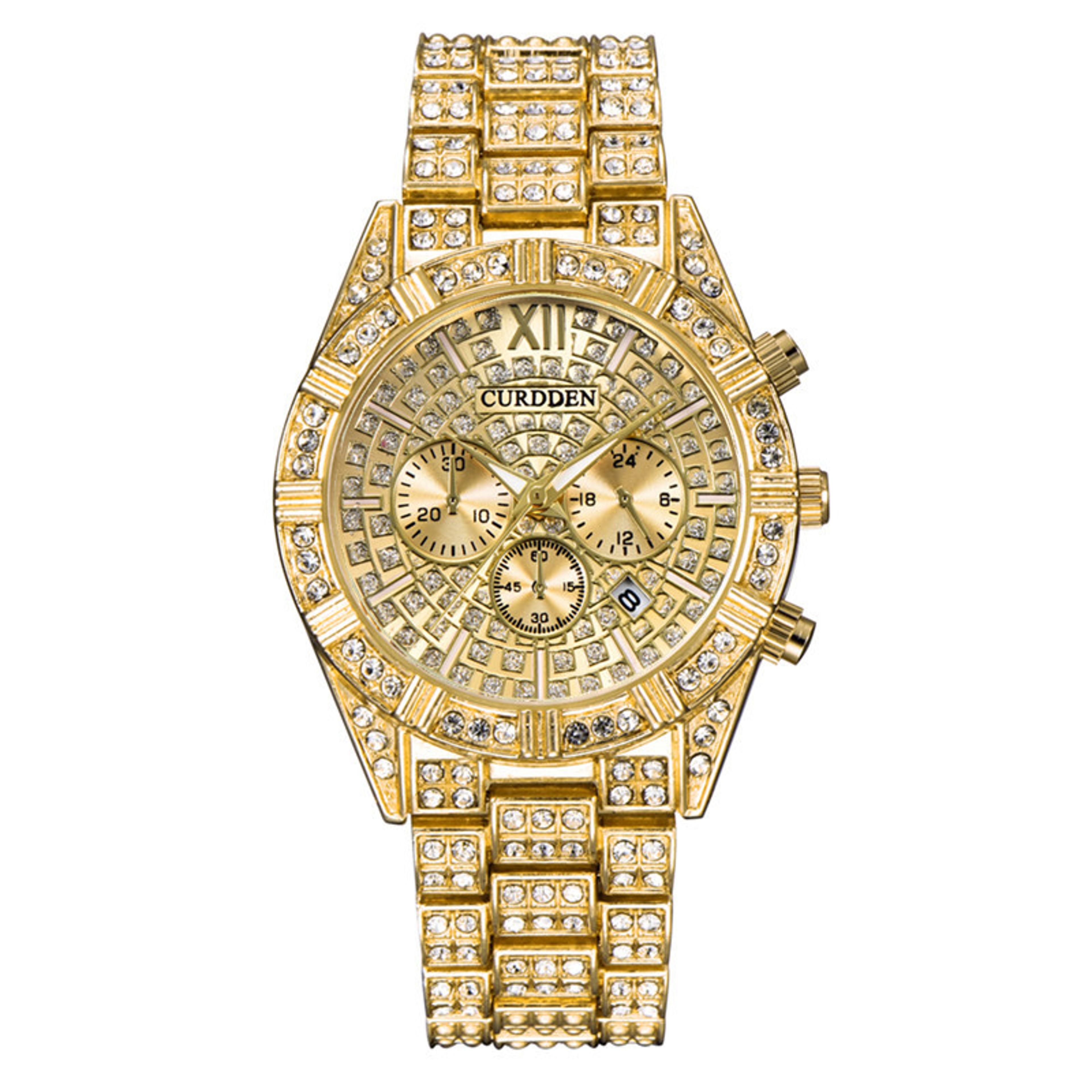 Original CURDDEN Brand Luxury Watches For Men Fashion Golden Date Vintage Quartz Watch Alloy Band H 8
