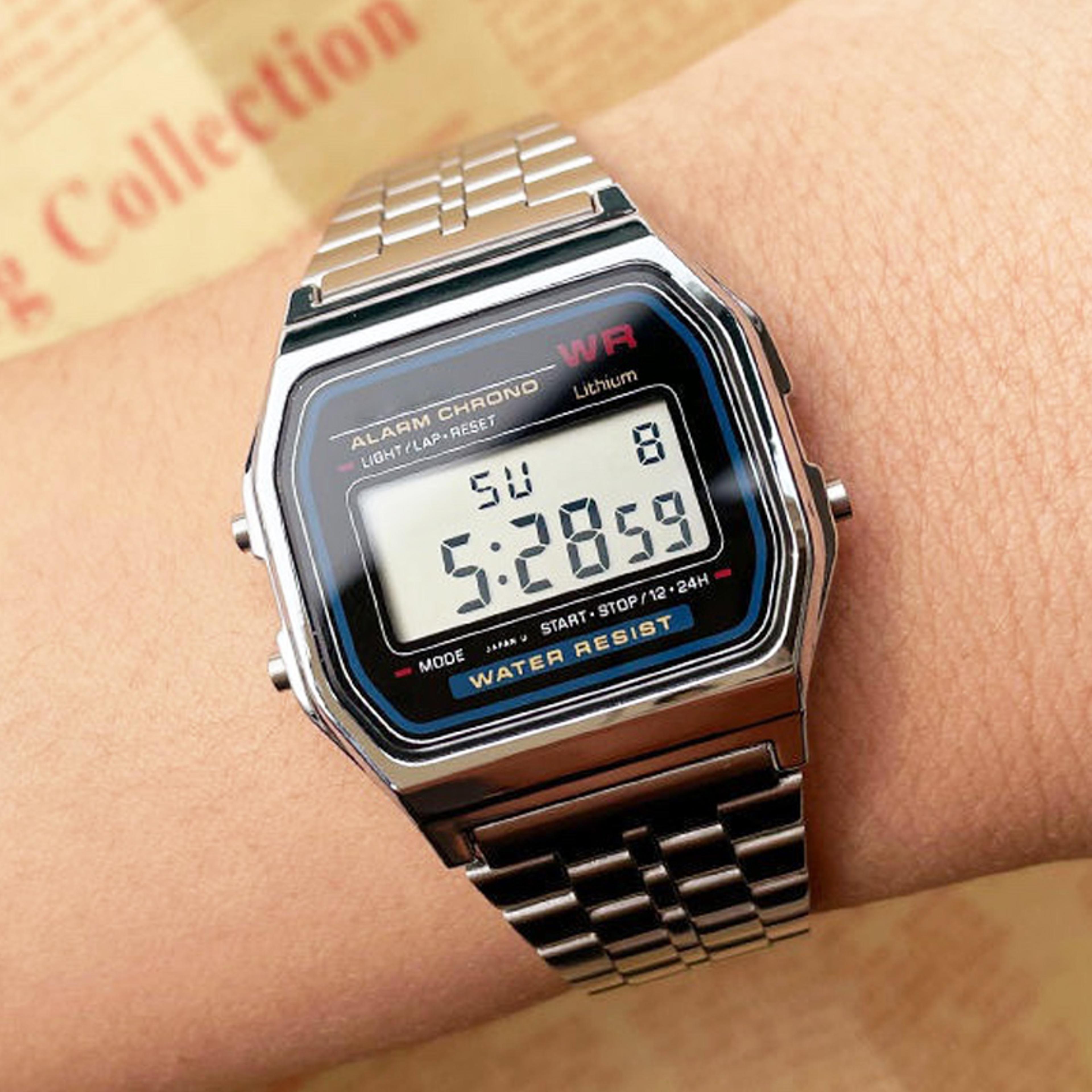 Men Women LED Digital Wristwatches Luxury Gold Silver Sports Military Watches Retro Steel Band Wris