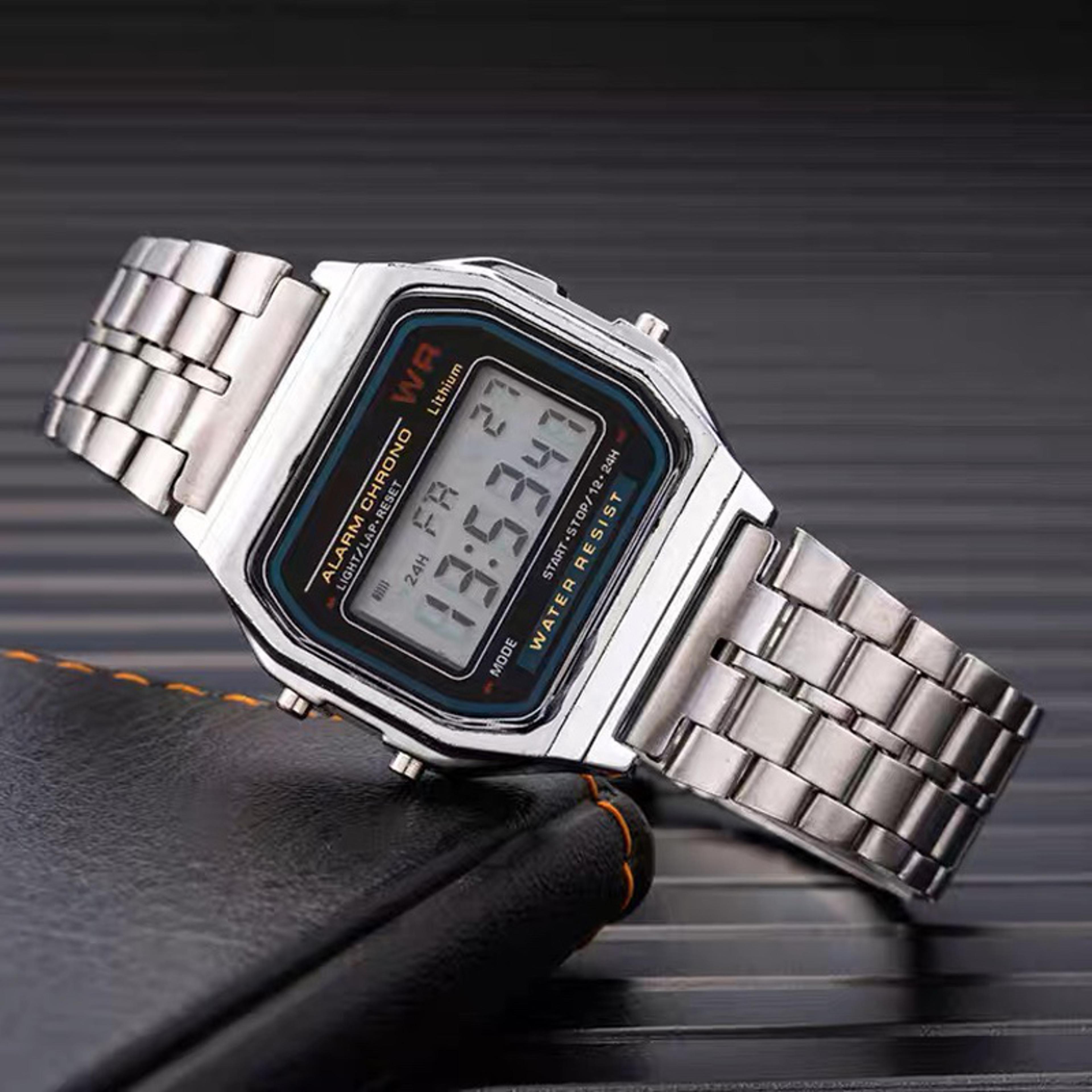 Men Women LED Digital Wristwatches Luxury Gold Silver Sports Military Watches Retro Steel Band Wris