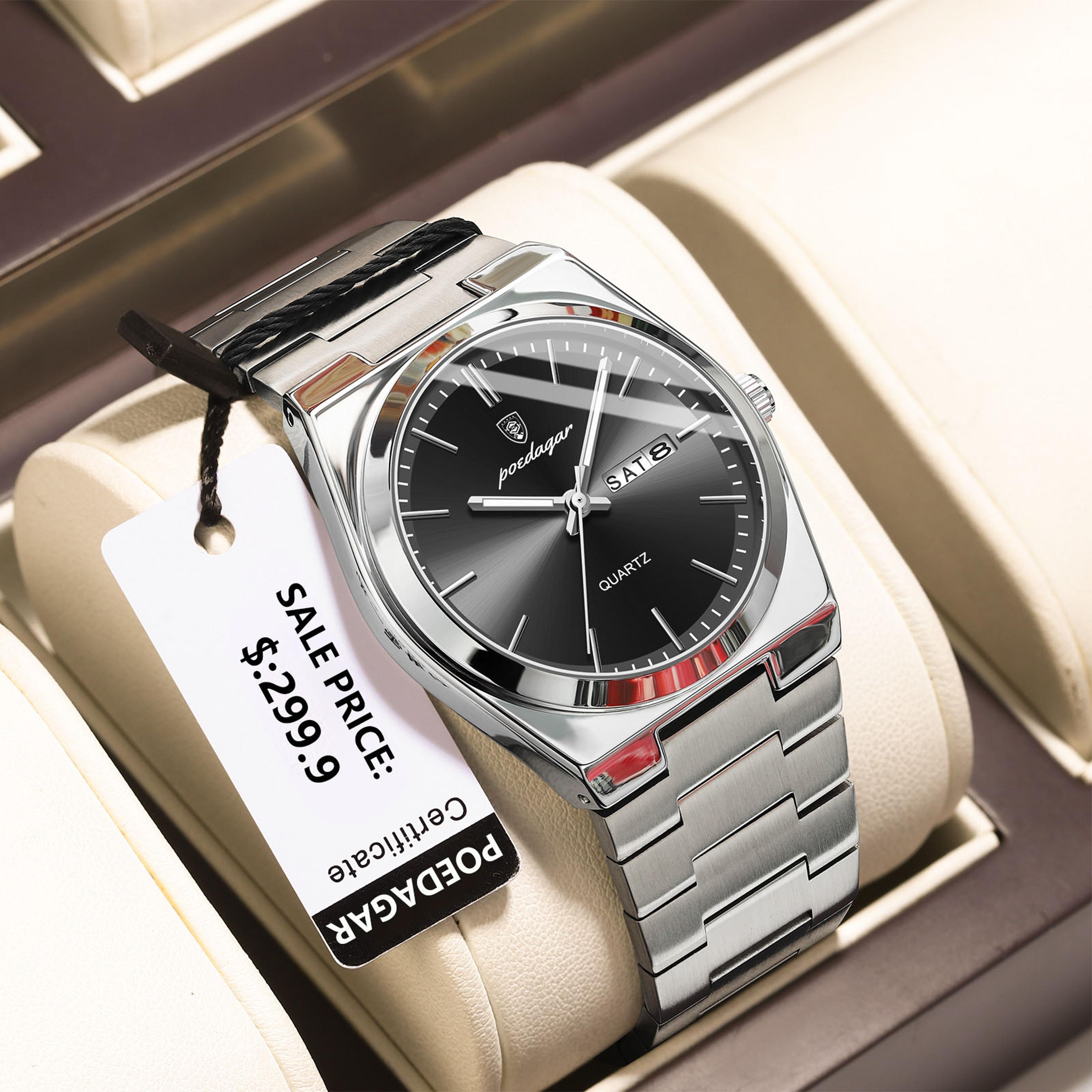 Luxury Watch For Man Waterproof Luminous Date Week Stainless Steel Men Watch Casual Quartz Mens Wat 8