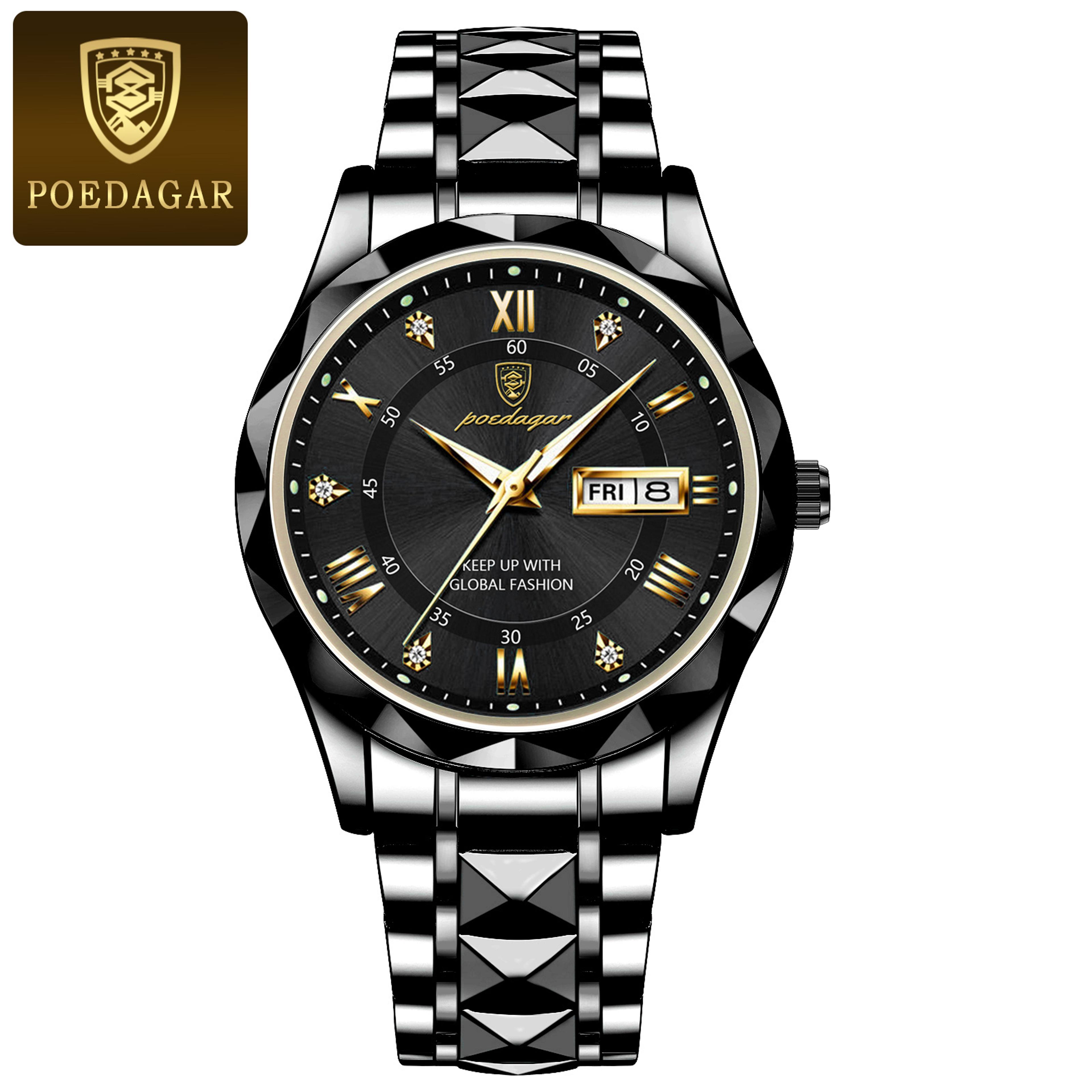 Waterproof Stainless Steel Luminous Man Wristwatch Luxury Business Men Watches Date Week Quartz Spo 13