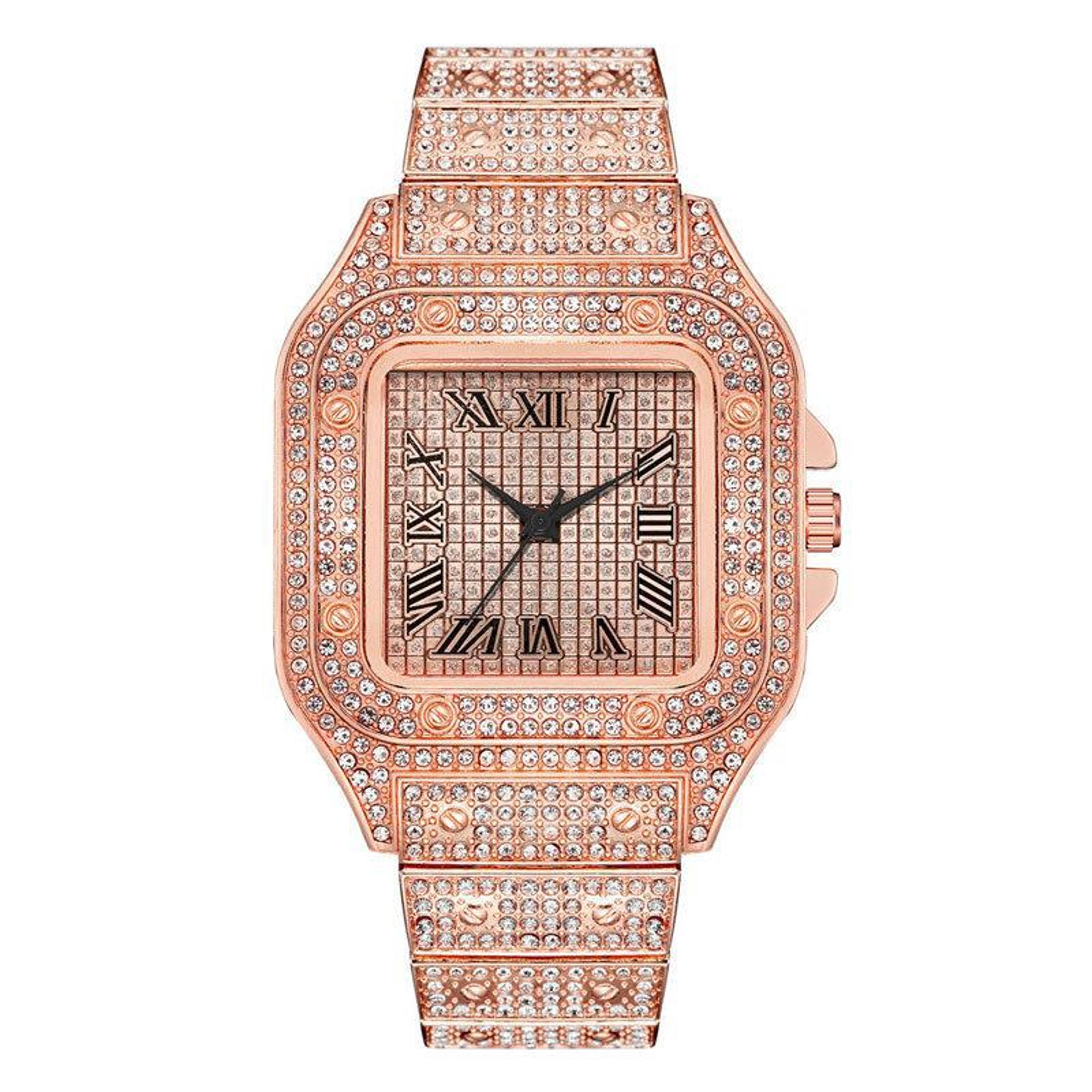Gold Watch Ladies Wrist Watch Luxury Luxury Diamond Men Women Watches Rhinestone Unisex Bracelet Wa 2