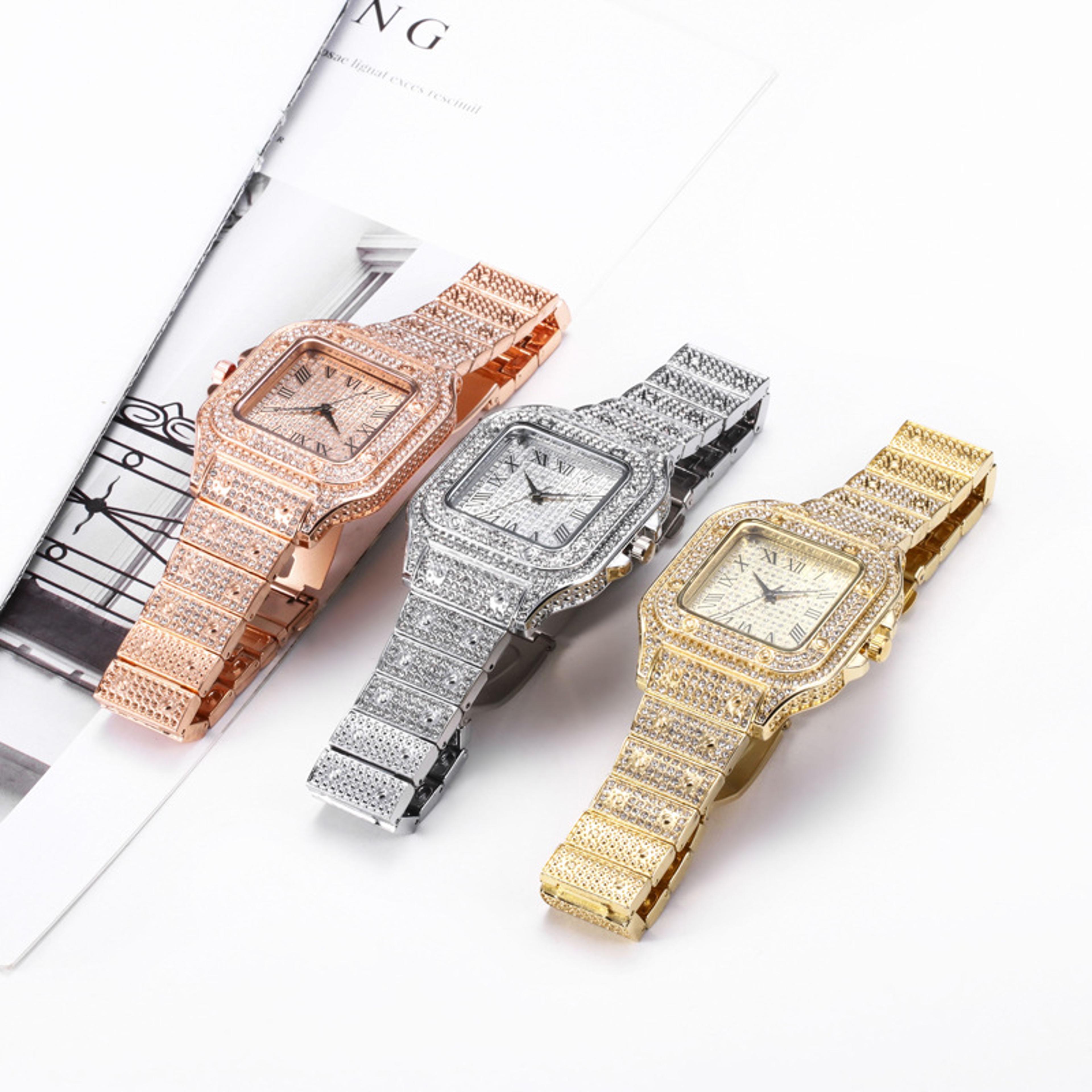 Gold Watch Ladies Wrist Watch Luxury Luxury Diamond Men Women Watches Rhinestone Unisex Bracelet Wa 1