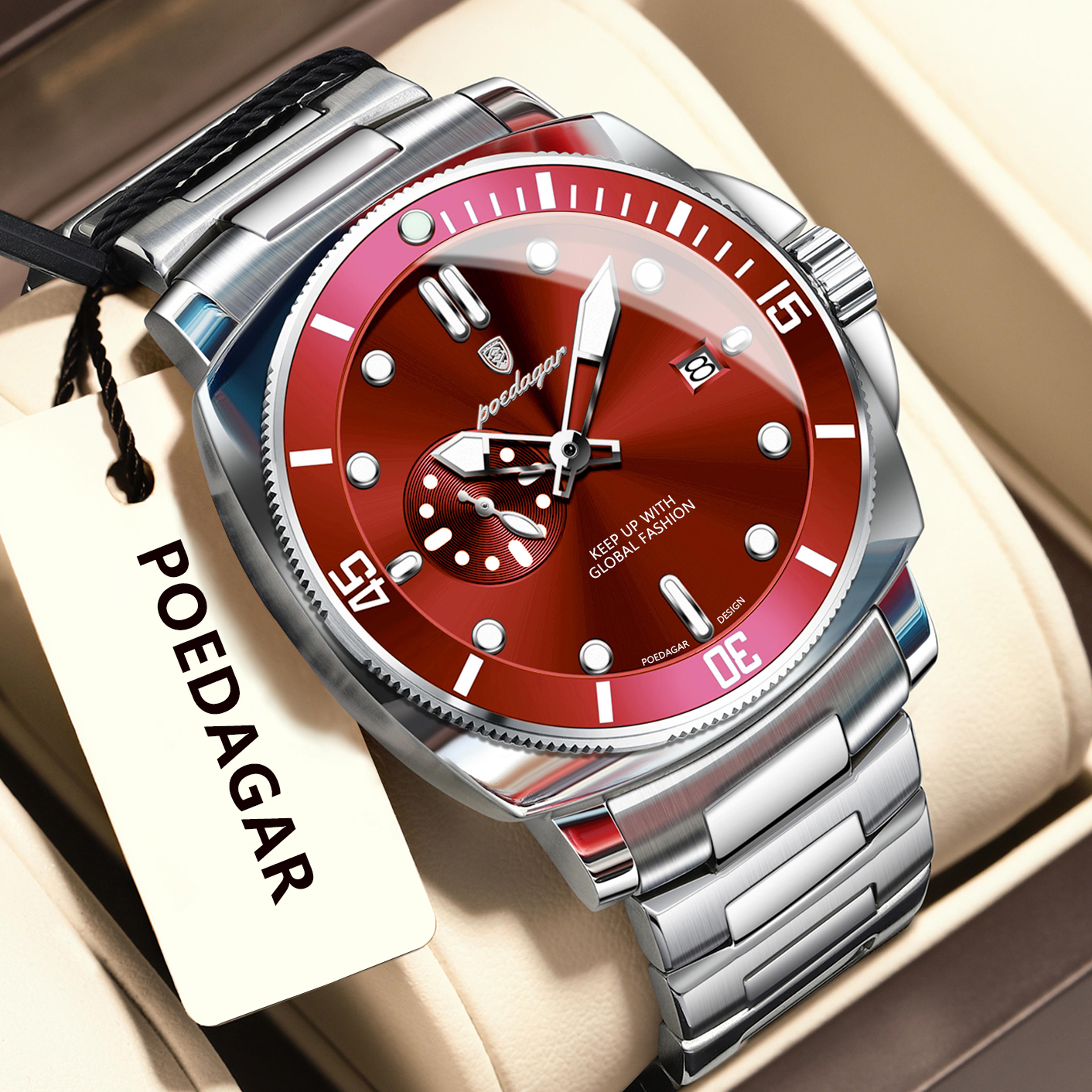 Waterproof Luminous Date Mens Watches Stainless Steel Business Quartz Luxury Wristwatch For Men 14