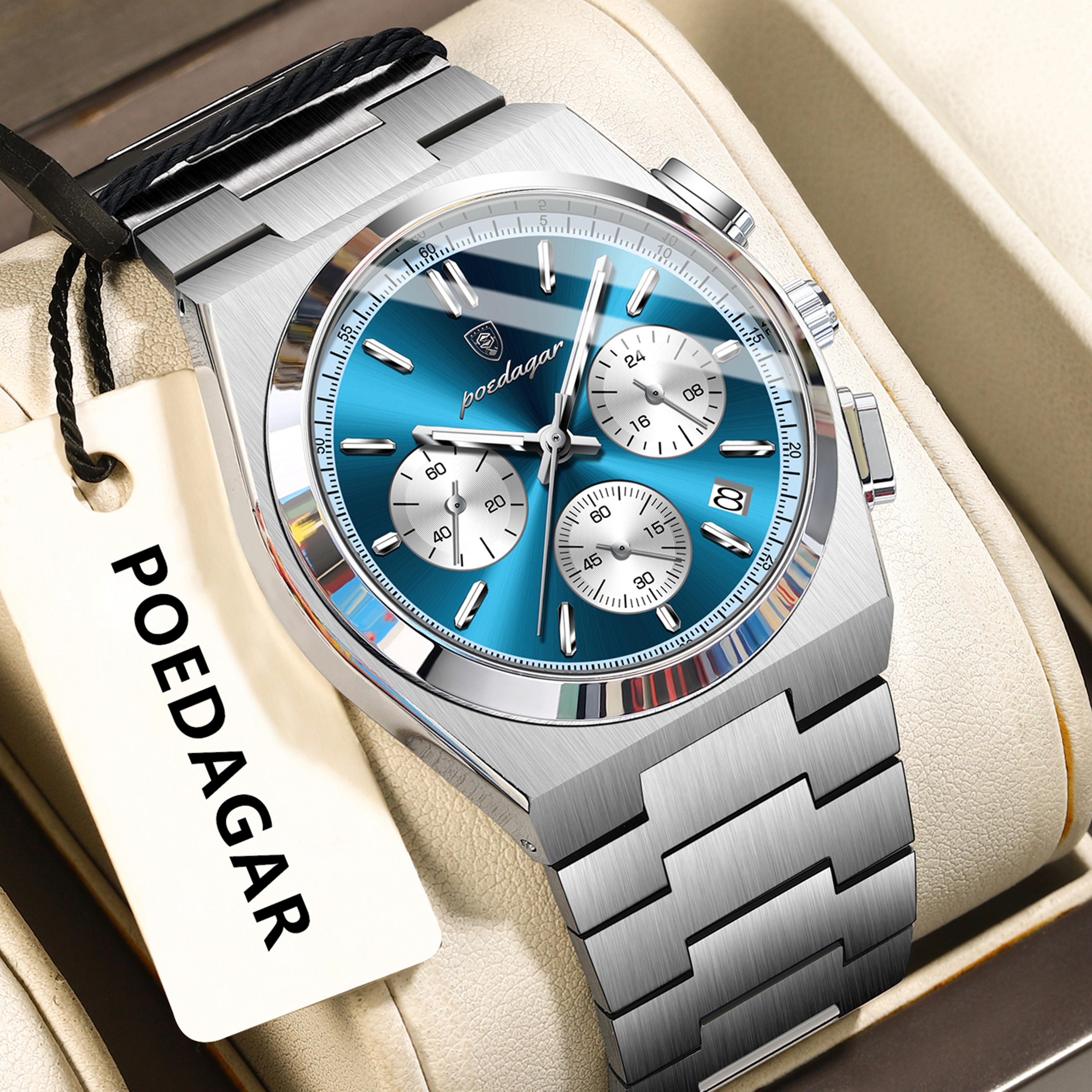Luminous Business Watches For Men Fashion Men Wristwatch Chronograph Date Stainless Steel Quartz Ma 6