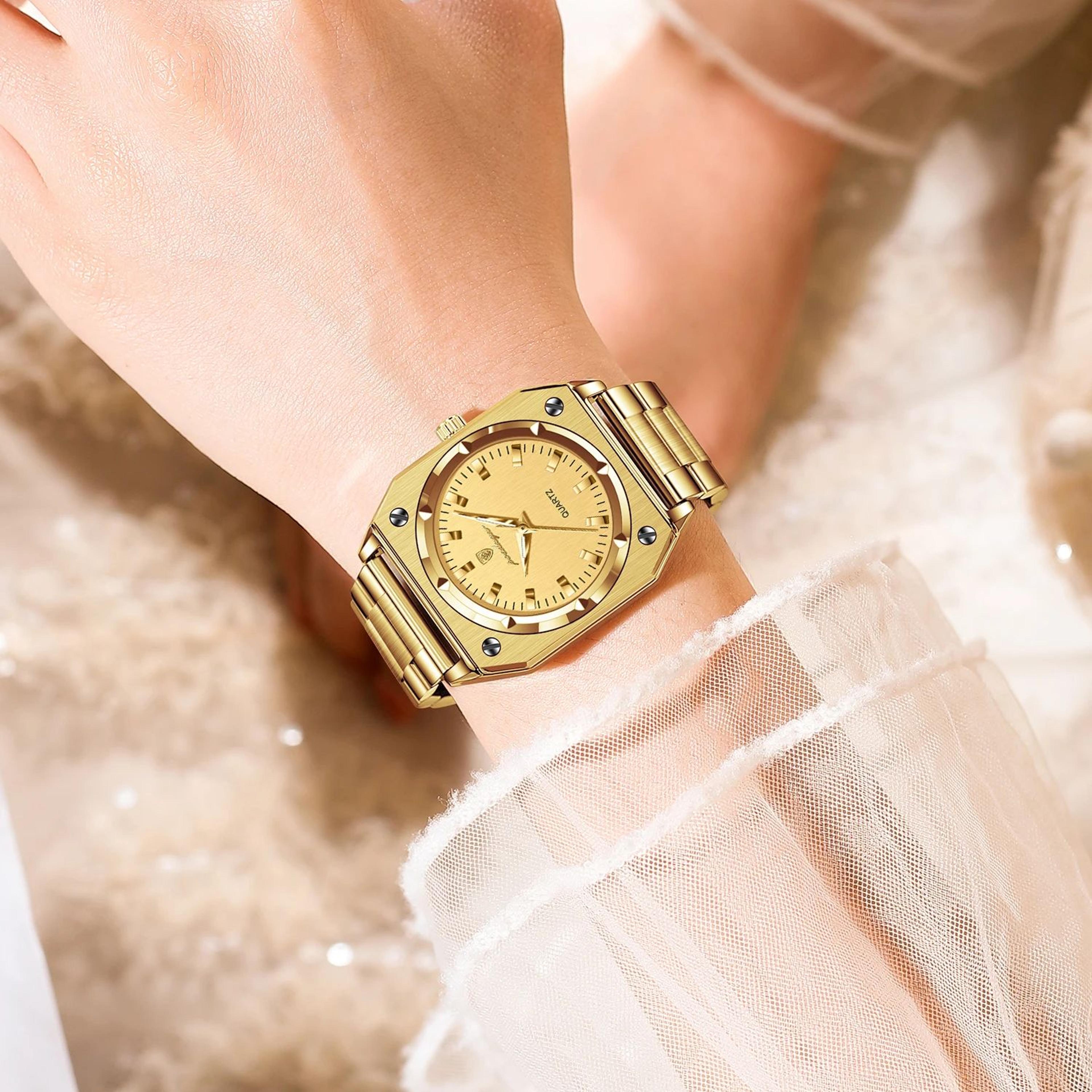 Stainless Steel Quartz Womens Watches Luxury Elegant Square Ladies Watch Waterproof Luminous Watch  3