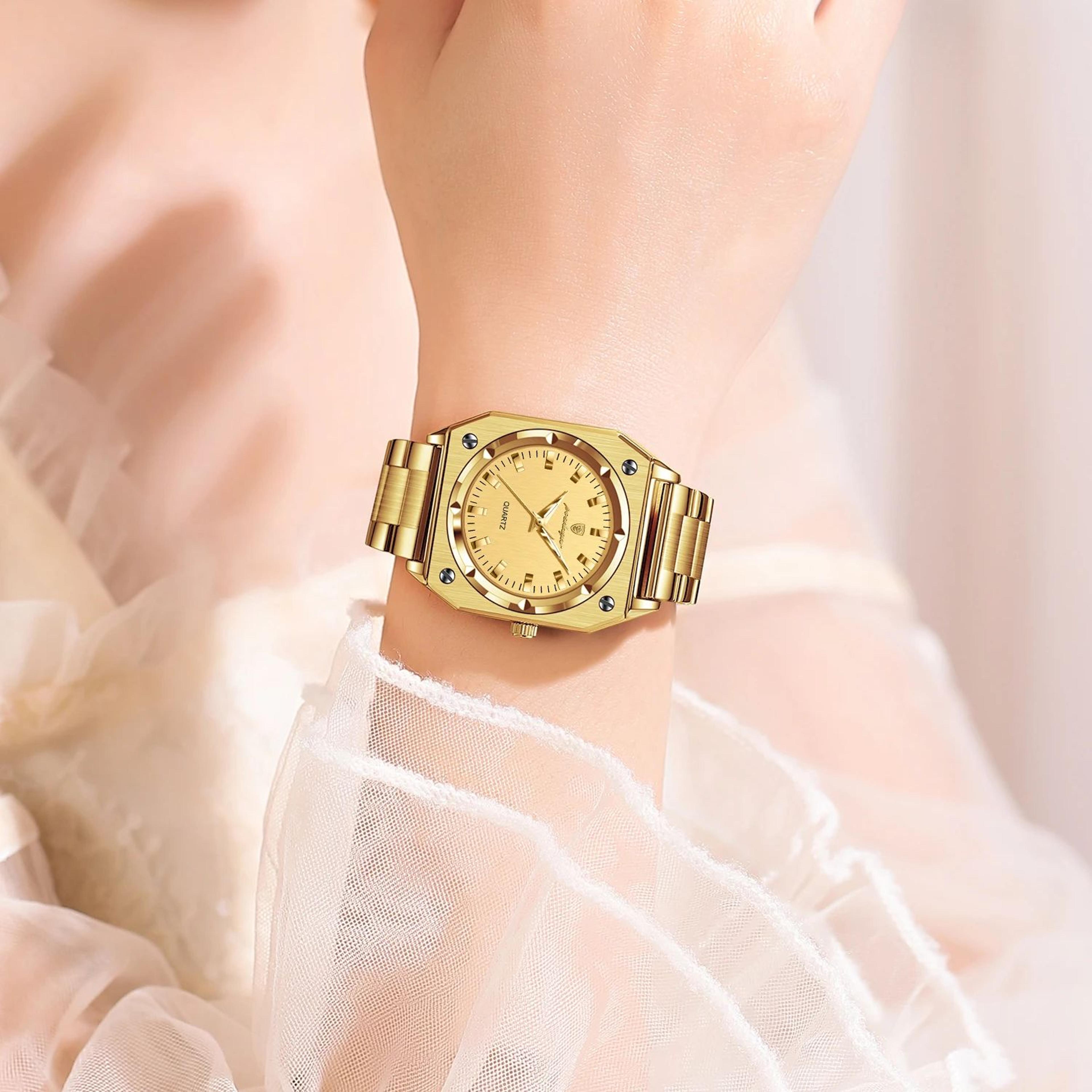 Stainless Steel Quartz Womens Watches Luxury Elegant Square Ladies Watch Waterproof Luminous Watch  4