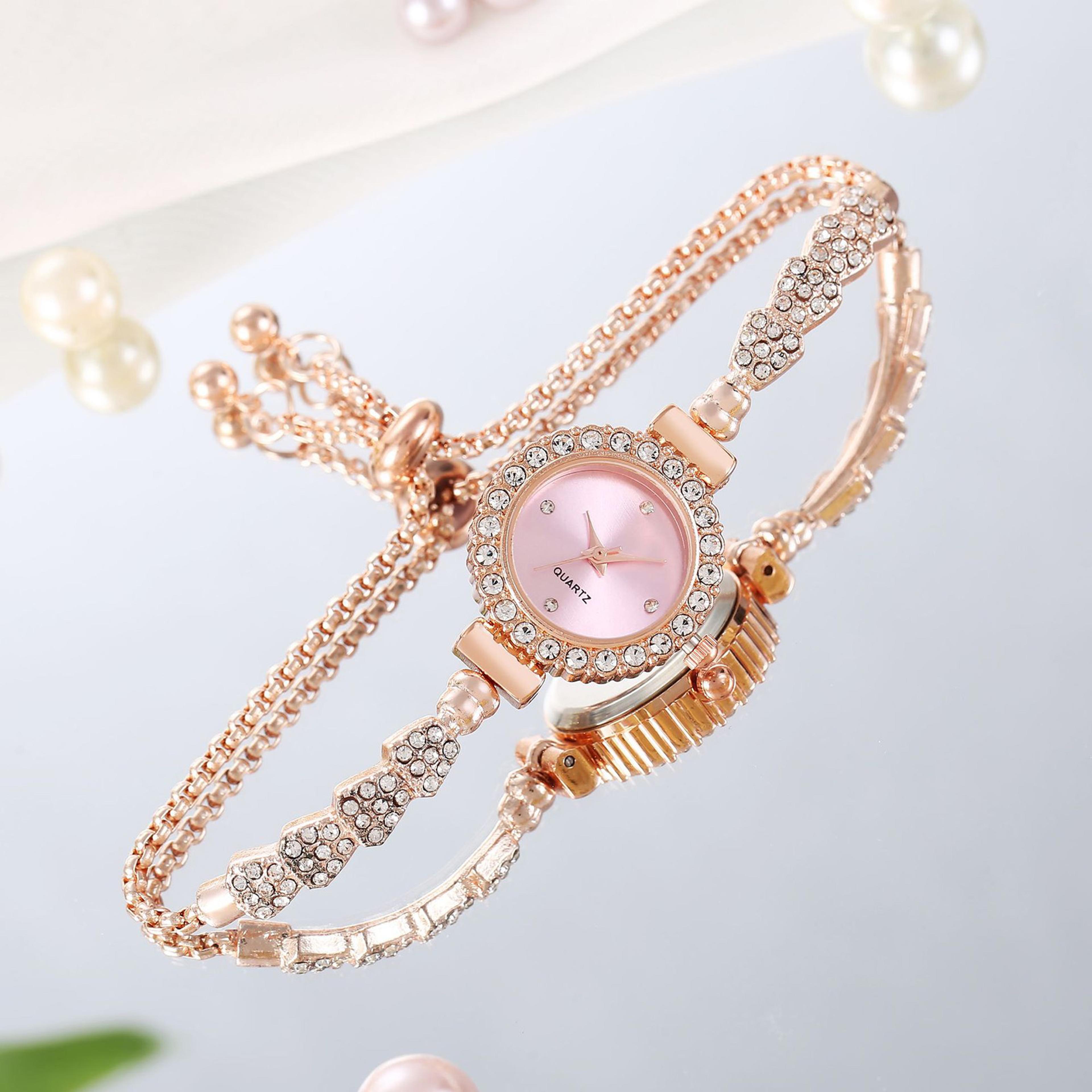 HighEnd Womens Diamond Watches Bracelet Easy Read Dial Shiny Design Wonderful Gift Watches For Wome 2