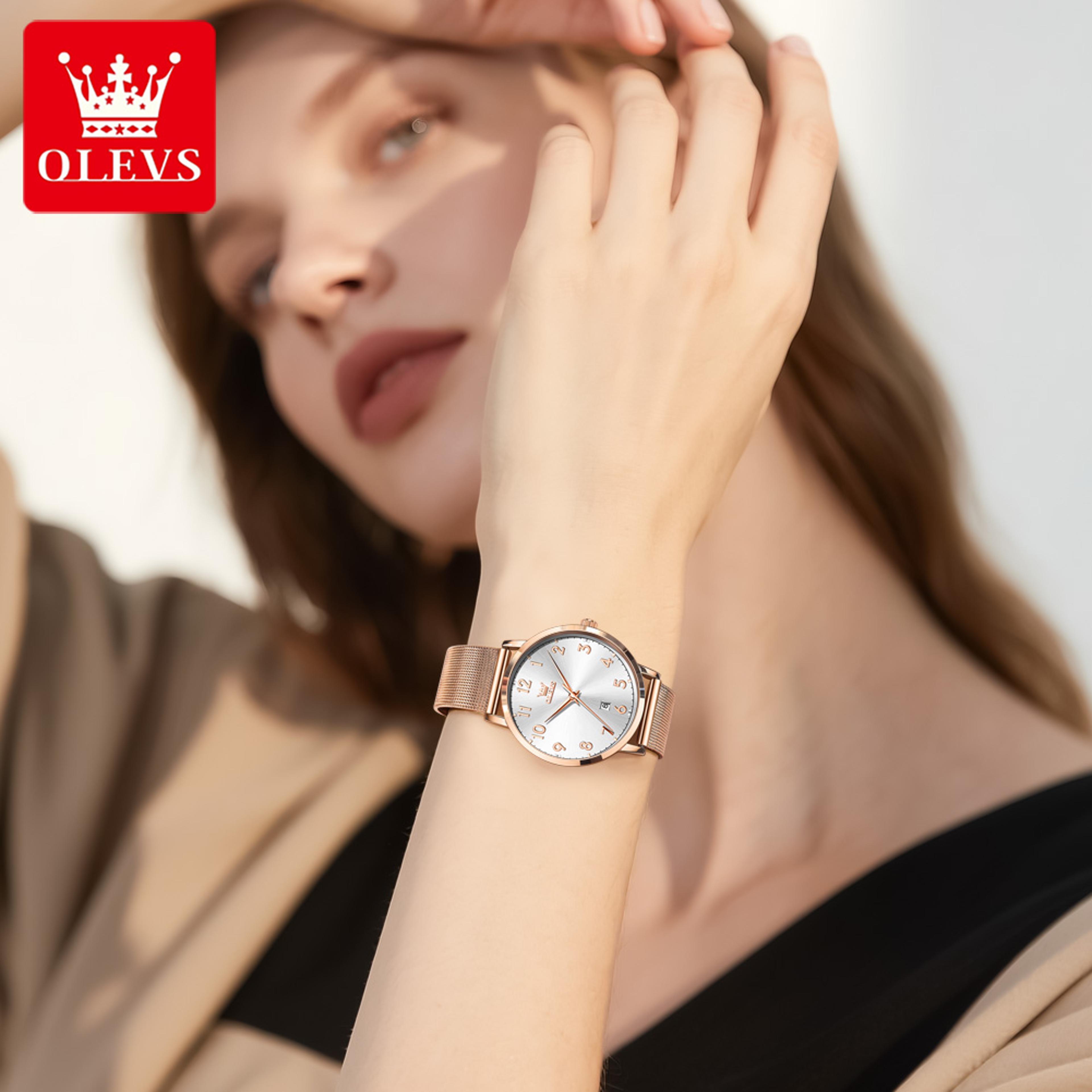 Elegant Rose Gold Digital Waterproof Watch Luxury Brand New Women Quartz Watch With Simple Bracelet 4
