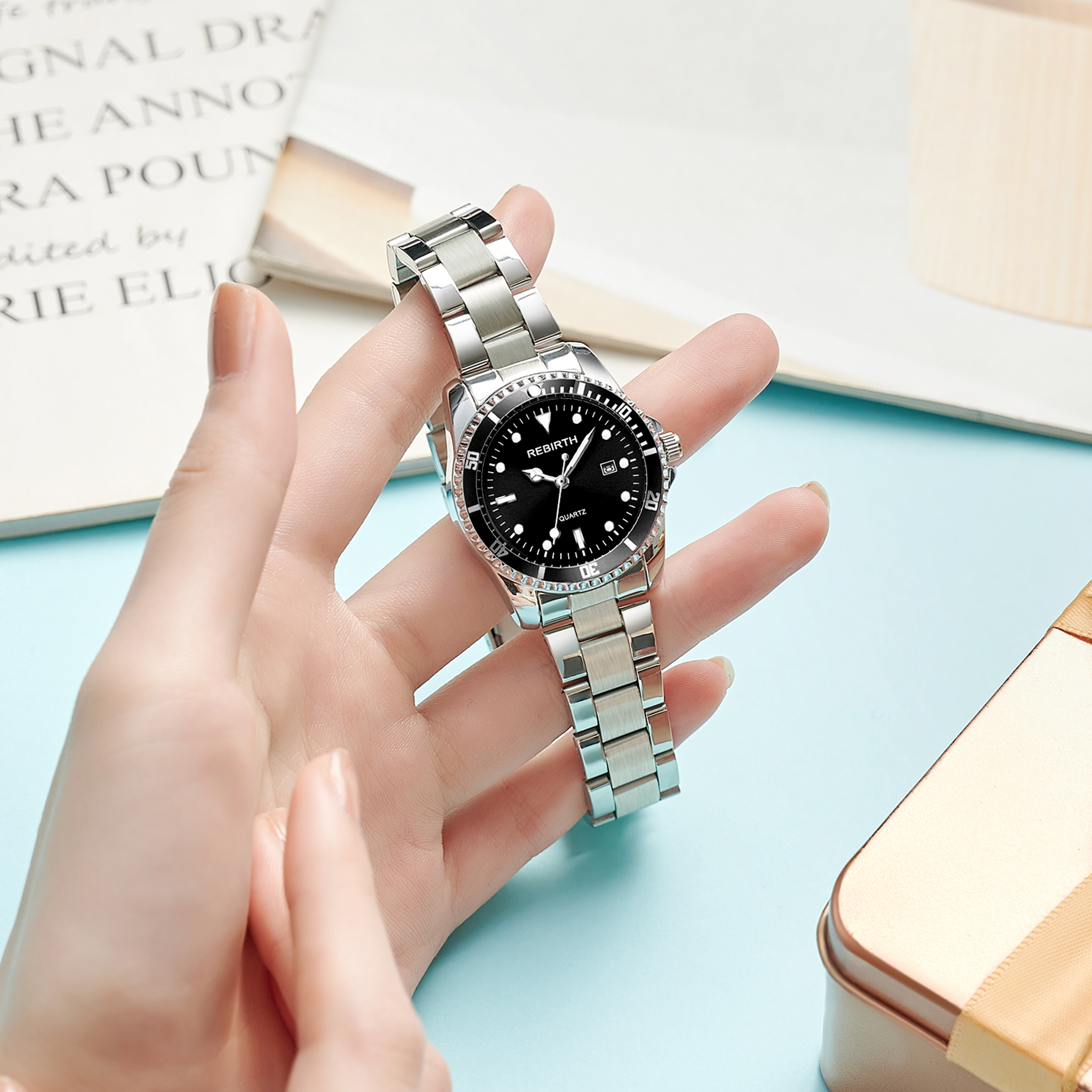 Elegant Business Classic Date Quartz Watch For Ladies With Stainless Steel Strap 2