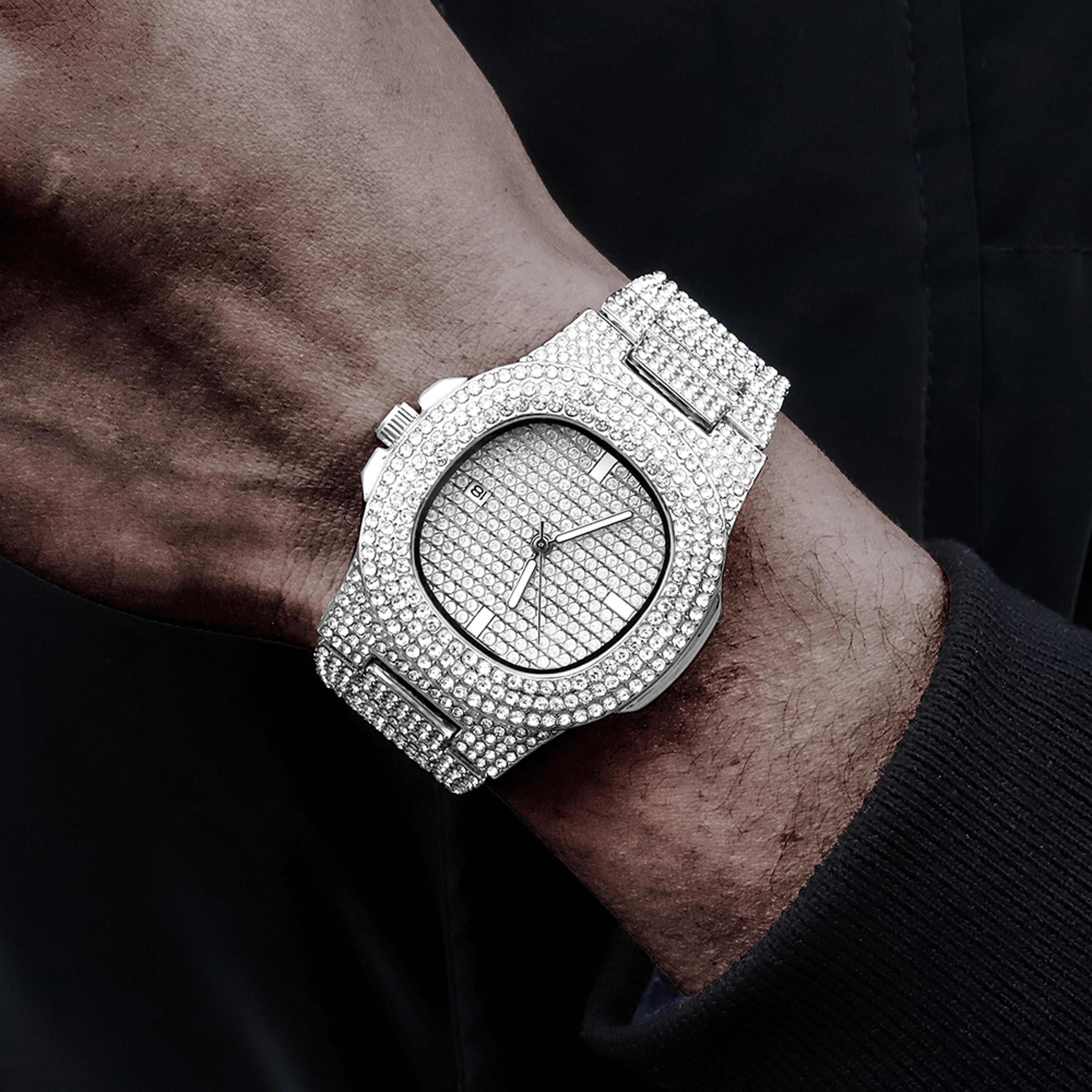 Exquisite Fashion Design Luxury DiamondEncrusted Hip Hop Watch Perfect Gift For Men And Women Casua 3