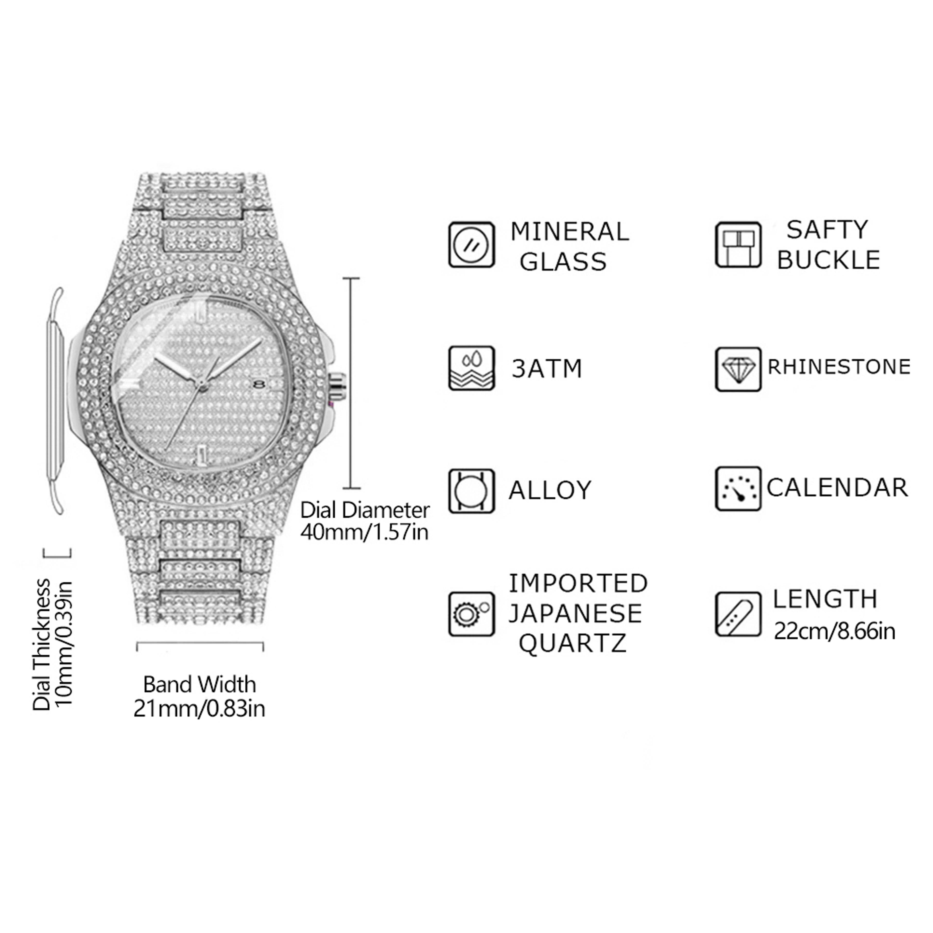 Exquisite Fashion Design Luxury DiamondEncrusted Hip Hop Watch Perfect Gift For Men And Women Casua 4