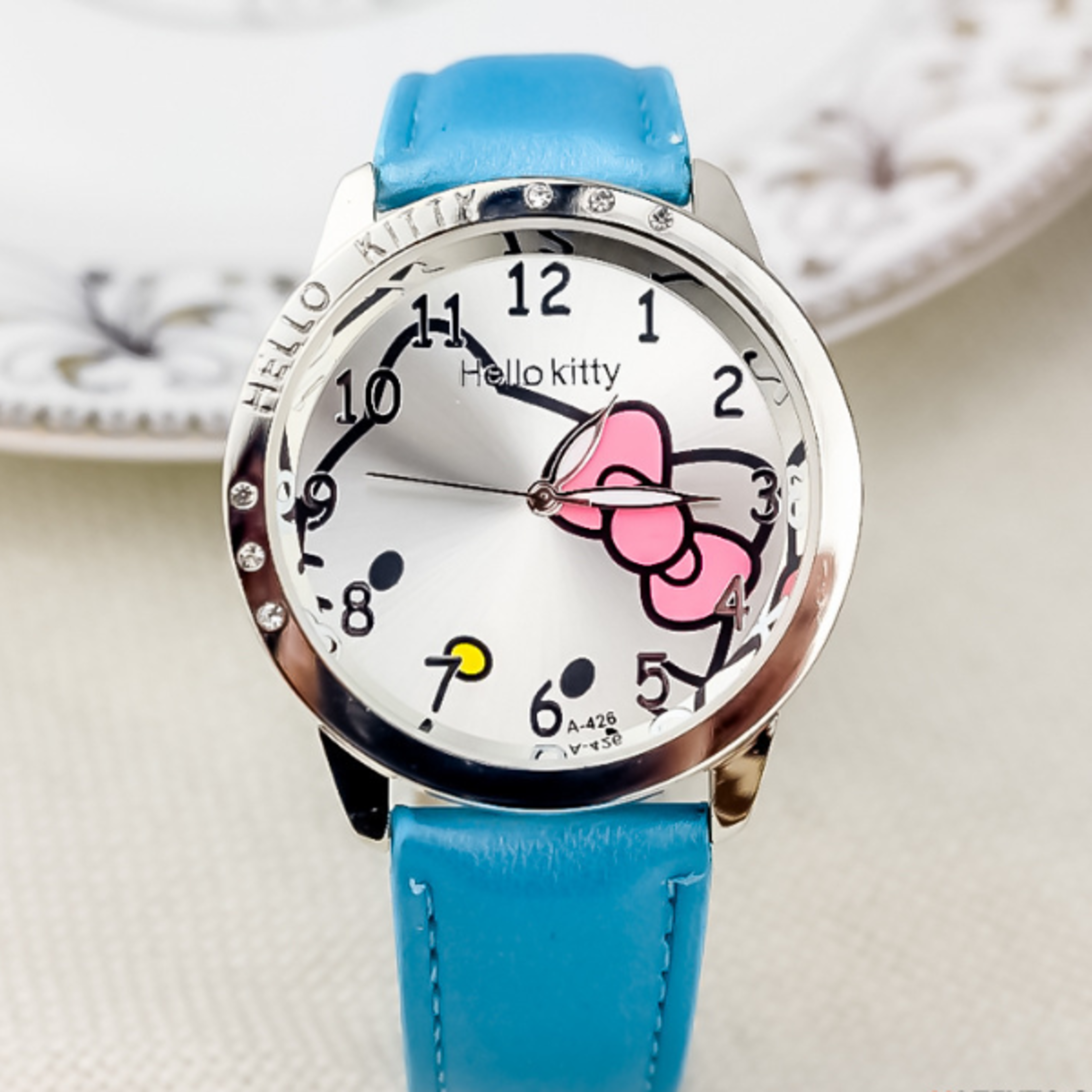 Hello Kitty Bow Digital Quartz Watch Cartoon Belt Watch With Diamond Kawaii Birthday Toy Gift 6