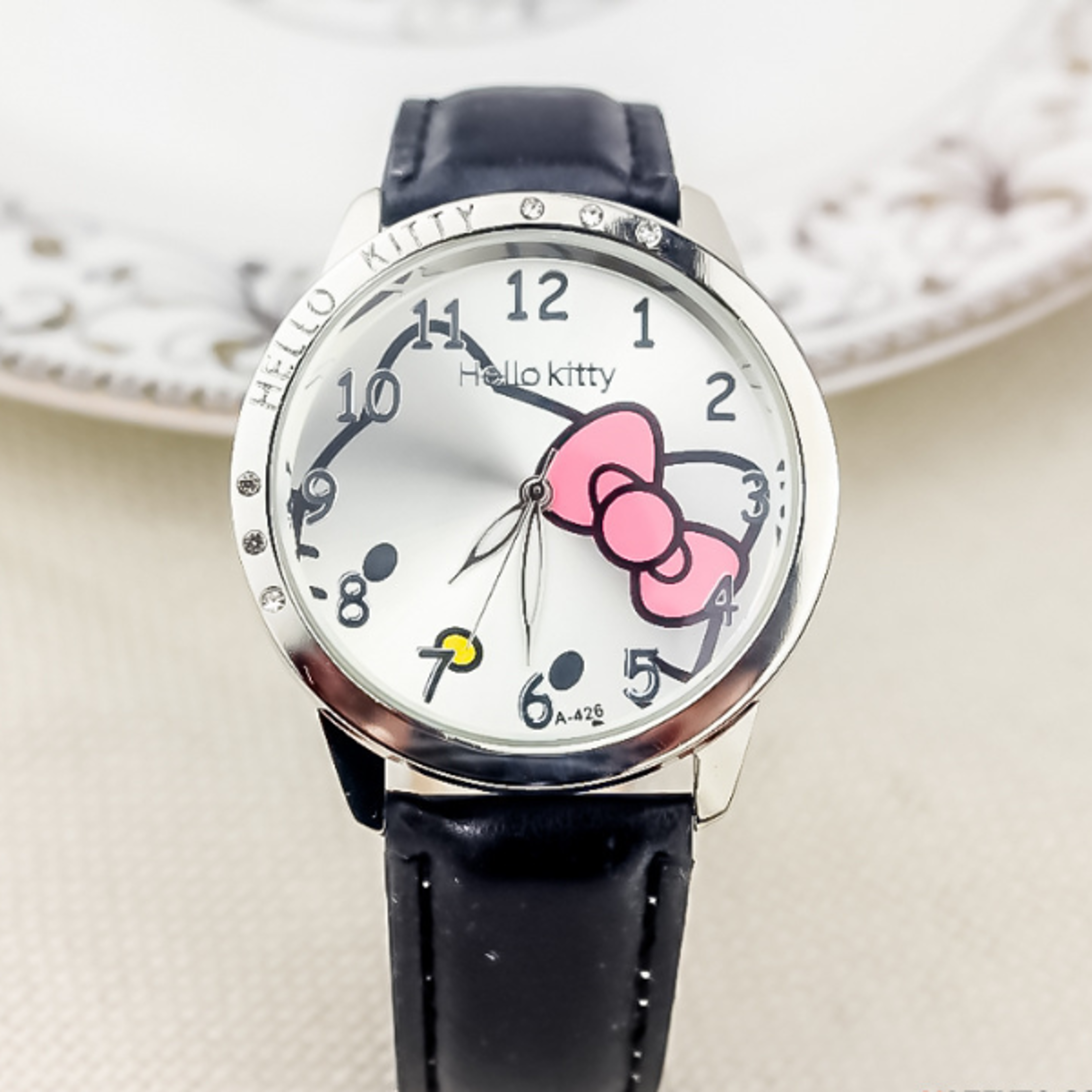 Hello Kitty Bow Digital Quartz Watch Cartoon Belt Watch With Diamond Kawaii Birthday Toy Gift 7