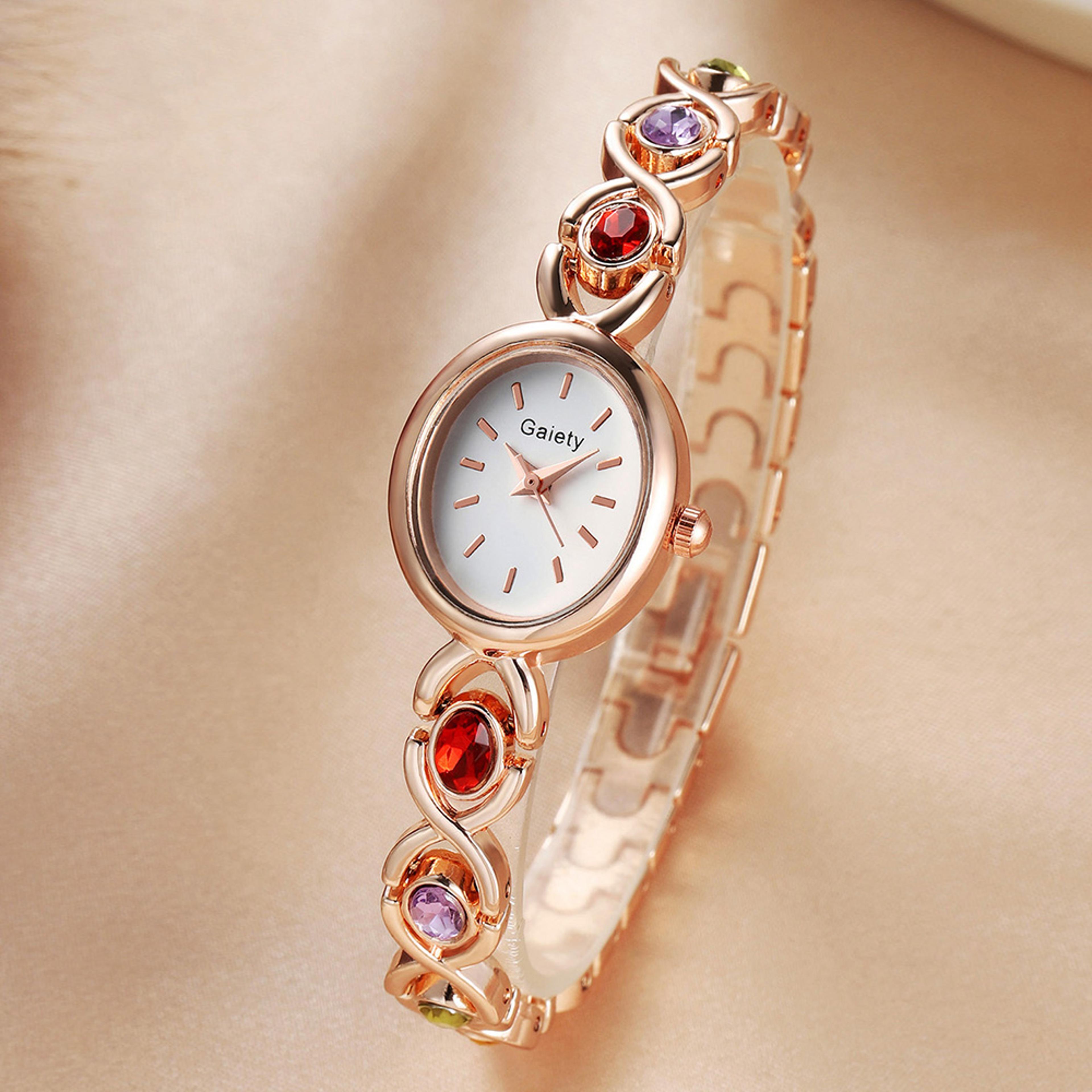 Elegant Temperament Rhinestone Quartz Watch For Ladies Retro Oval Dial Fashion Casual Timepiece 5