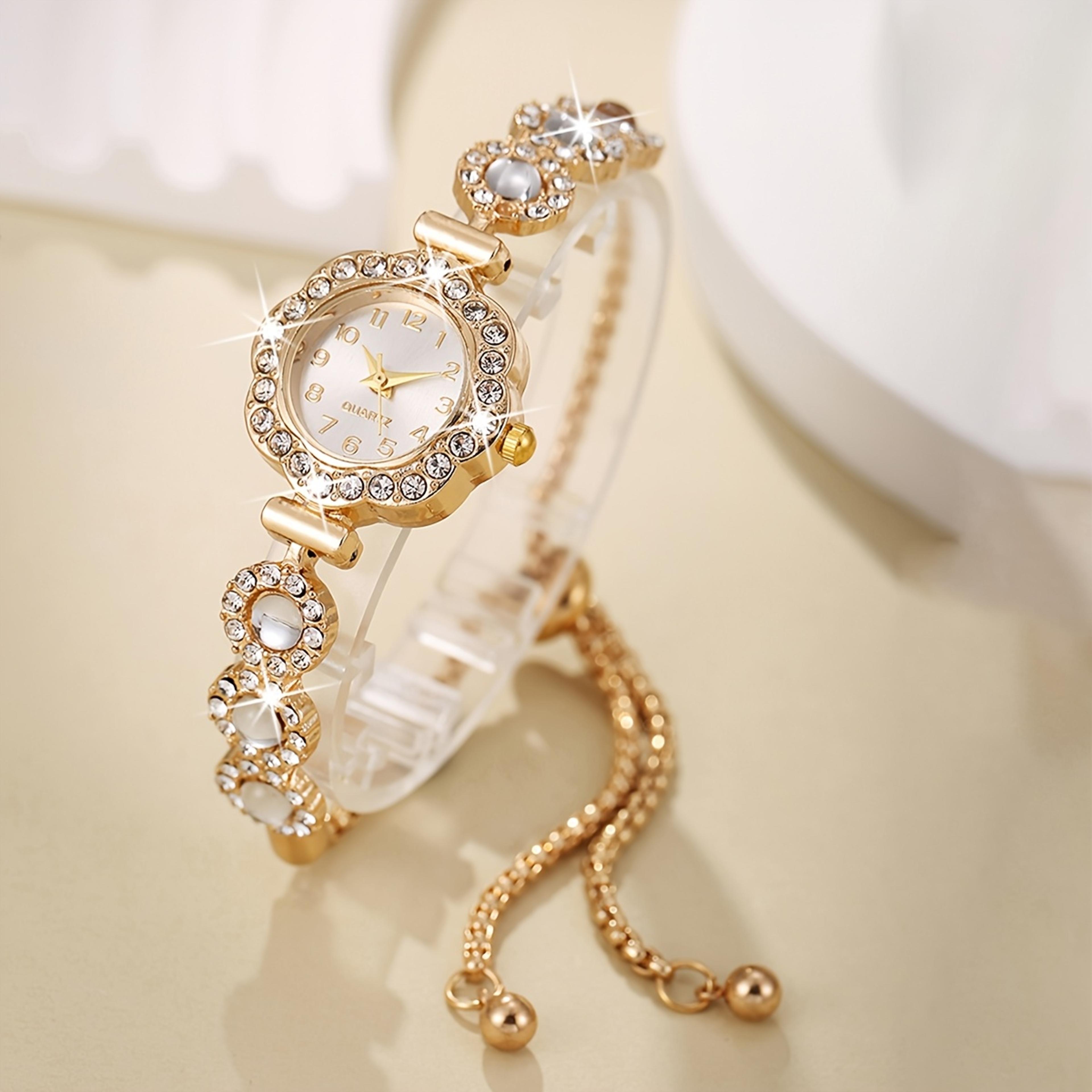 fashion ladies quartz wristwatch, elegant rhinestone women watches, girls bracelet strap gift clock
