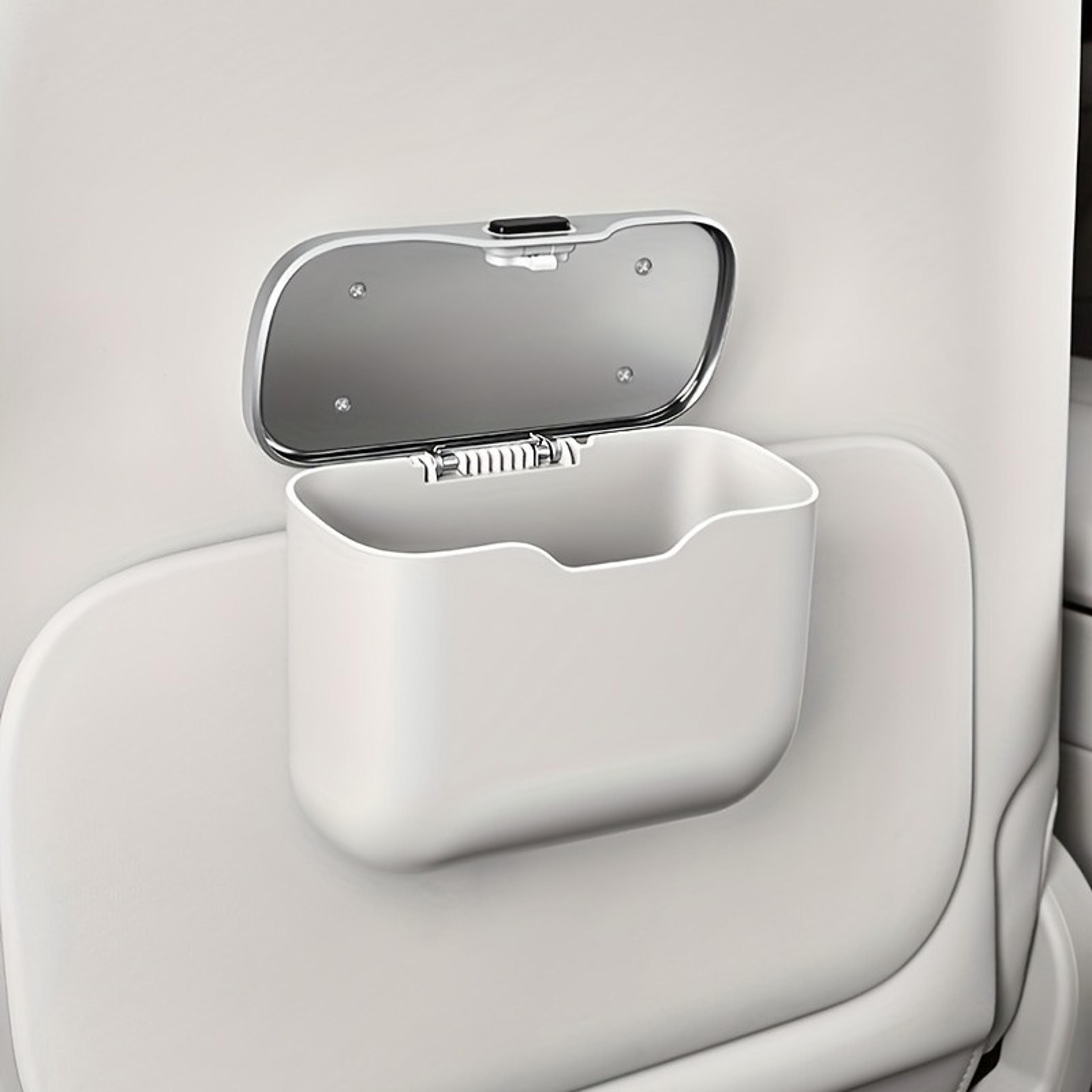 Auto Interior Organizer Box Multifunctional Car Trash Can With Lid Button Hanging Storage Bin For W 4