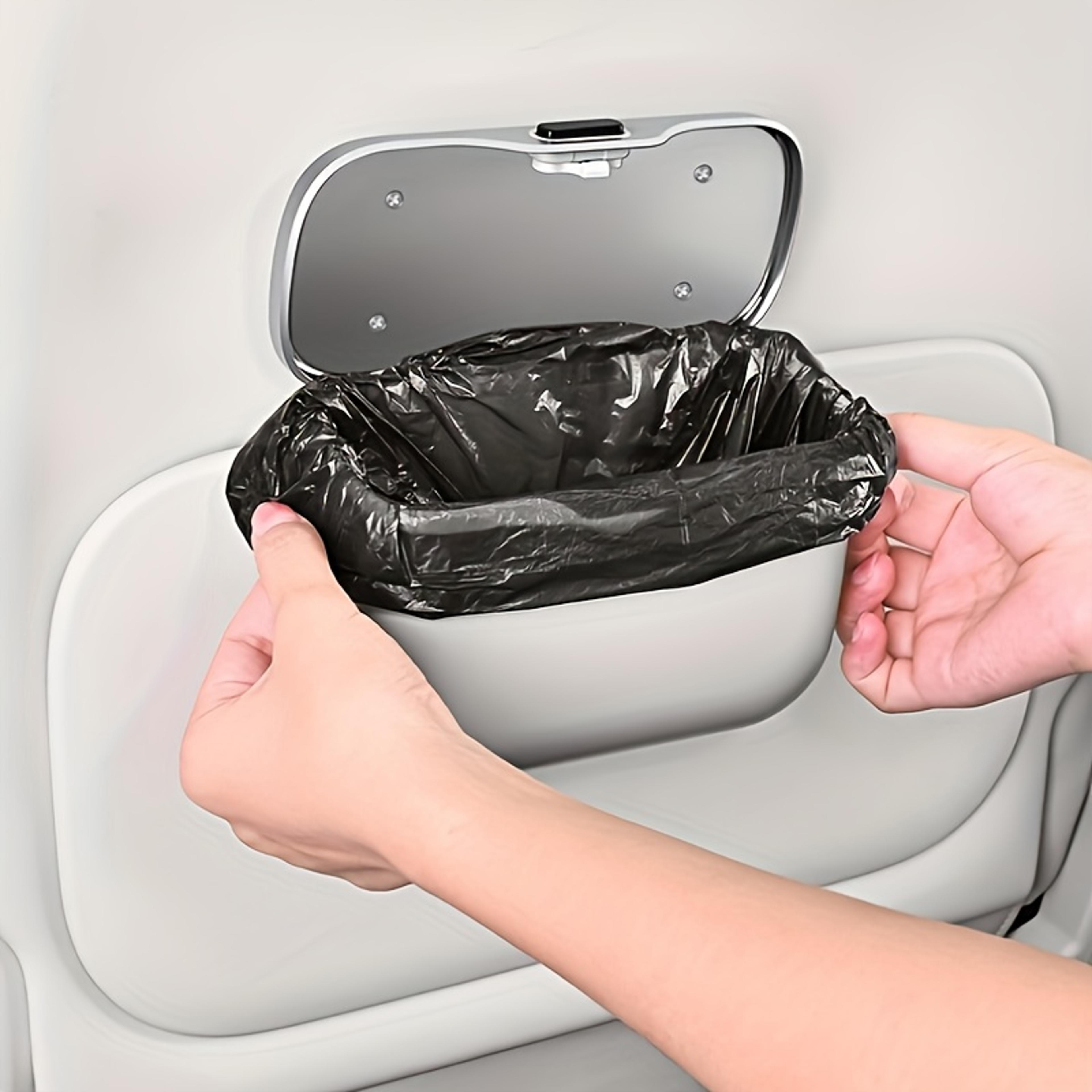 Auto Interior Organizer Box Multifunctional Car Trash Can With Lid Button Hanging Storage Bin For W 1