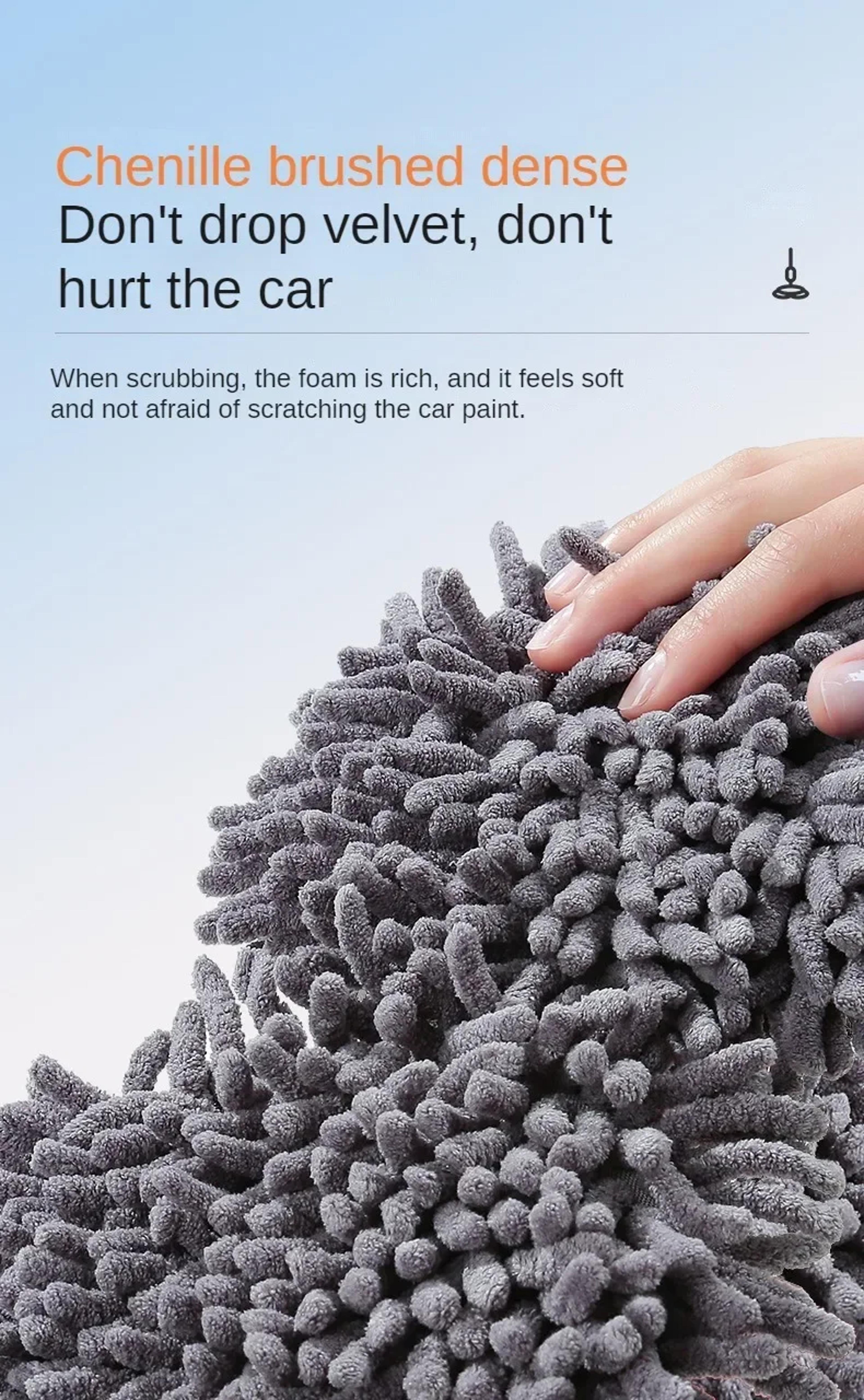 Car Washer Mop Foam Wash Chenille Brush Double Brush Head Roof Window Cleaning ThreeSection Telesco 4