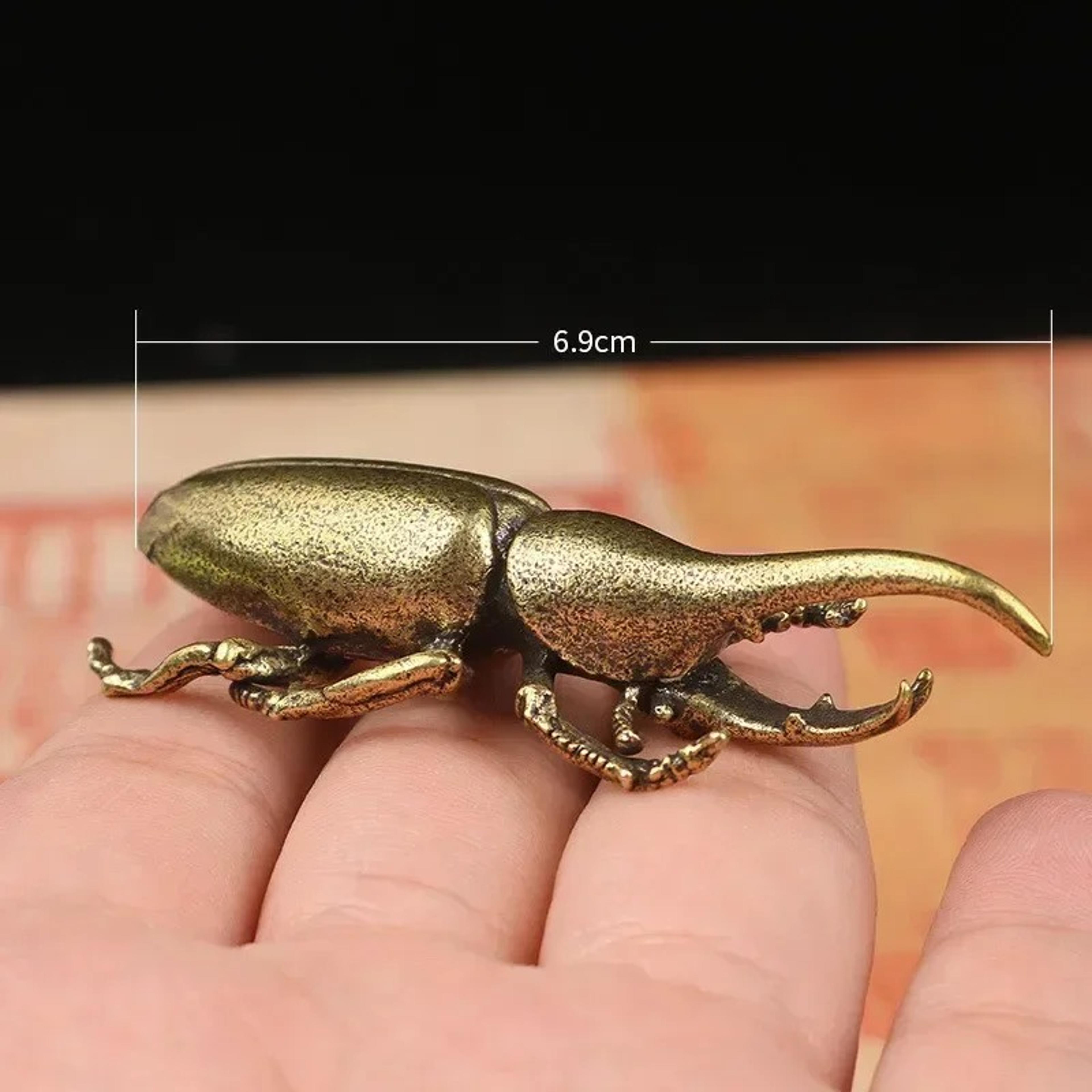 Creative Solid Brass Beetle Ornaments Unicorn Fairy Simulation Copper Insect Tea Pets House Table G 1