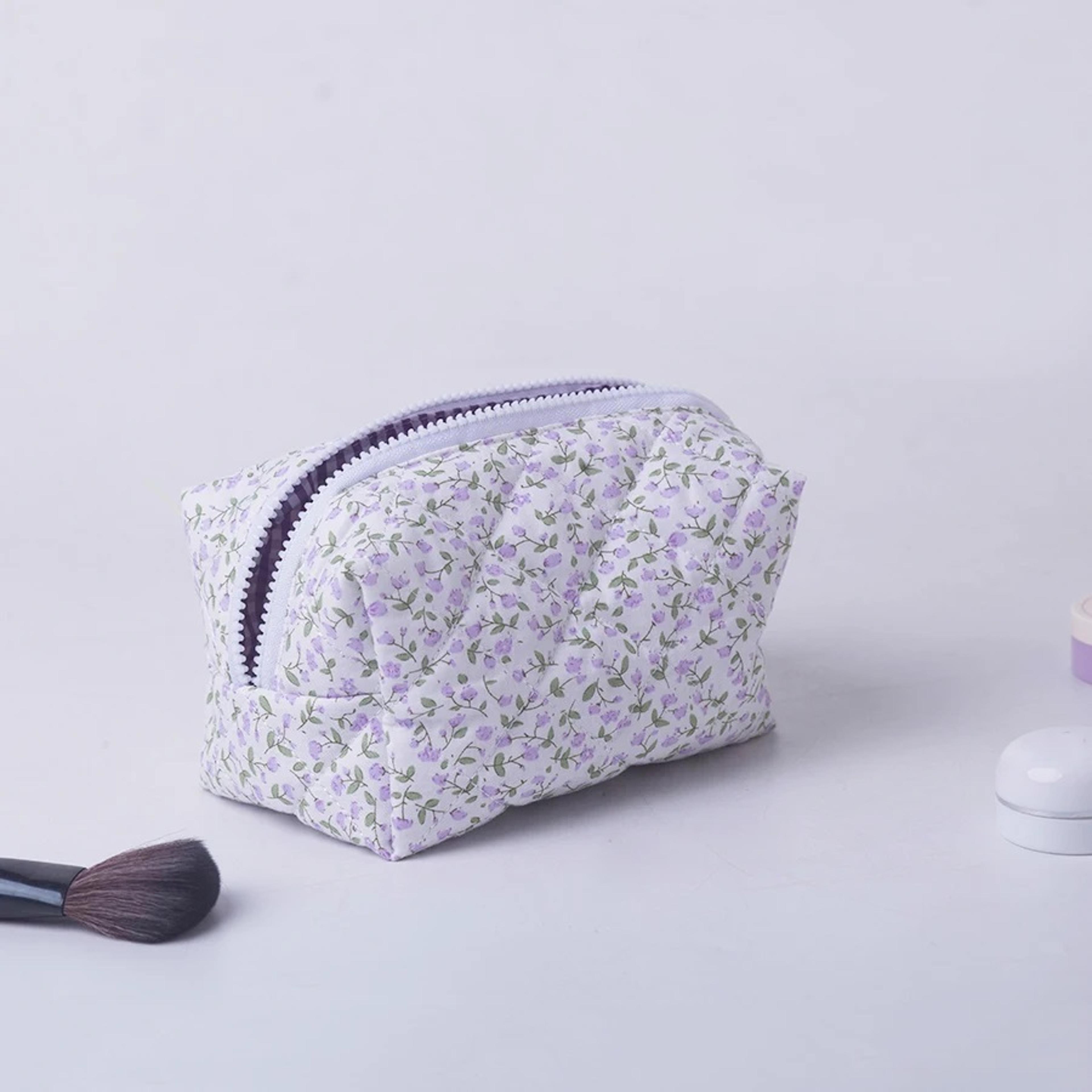 Large Travel Cosmetic Bag Floral Printed Makeup Organizer Puffy Quilted Storage Pouch For Accessori 5