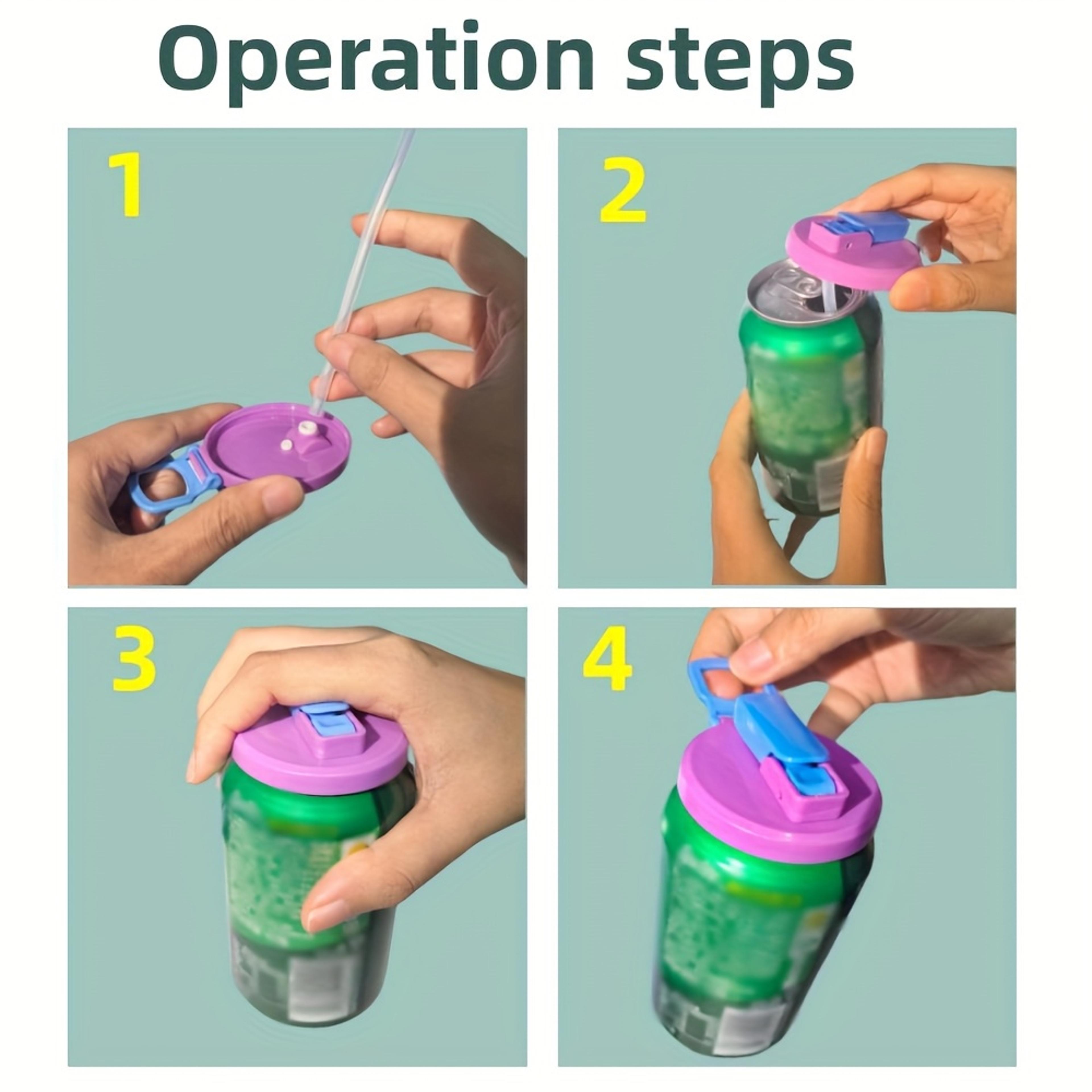 Reusable Soft Drink Can Lid Four Color Options Straw Included Perfect For Beverages And Juices 3