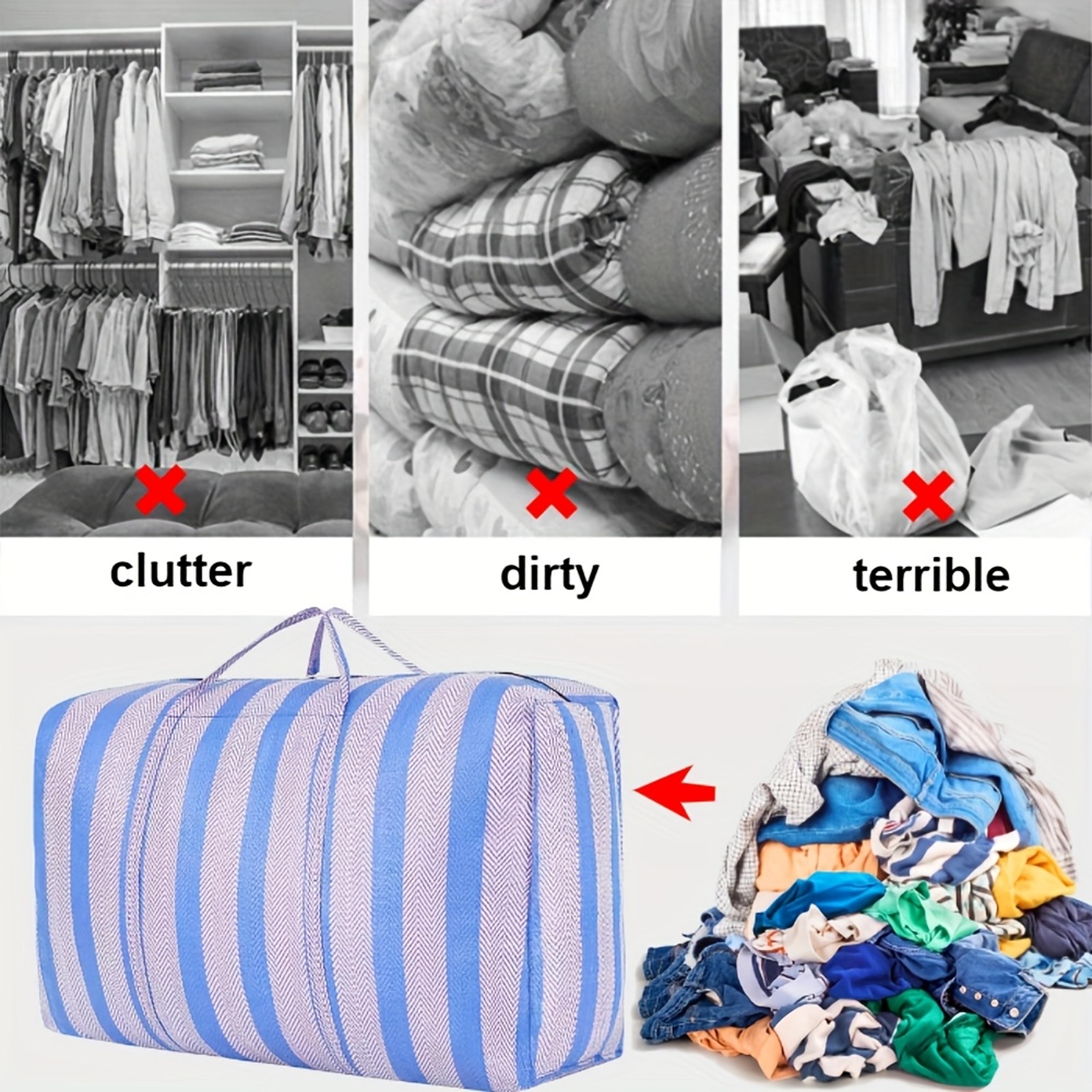 Portable Moving Bag Largecapacity Car Travel Storage Duffel Thickened Blue And White Quilt Bag 3