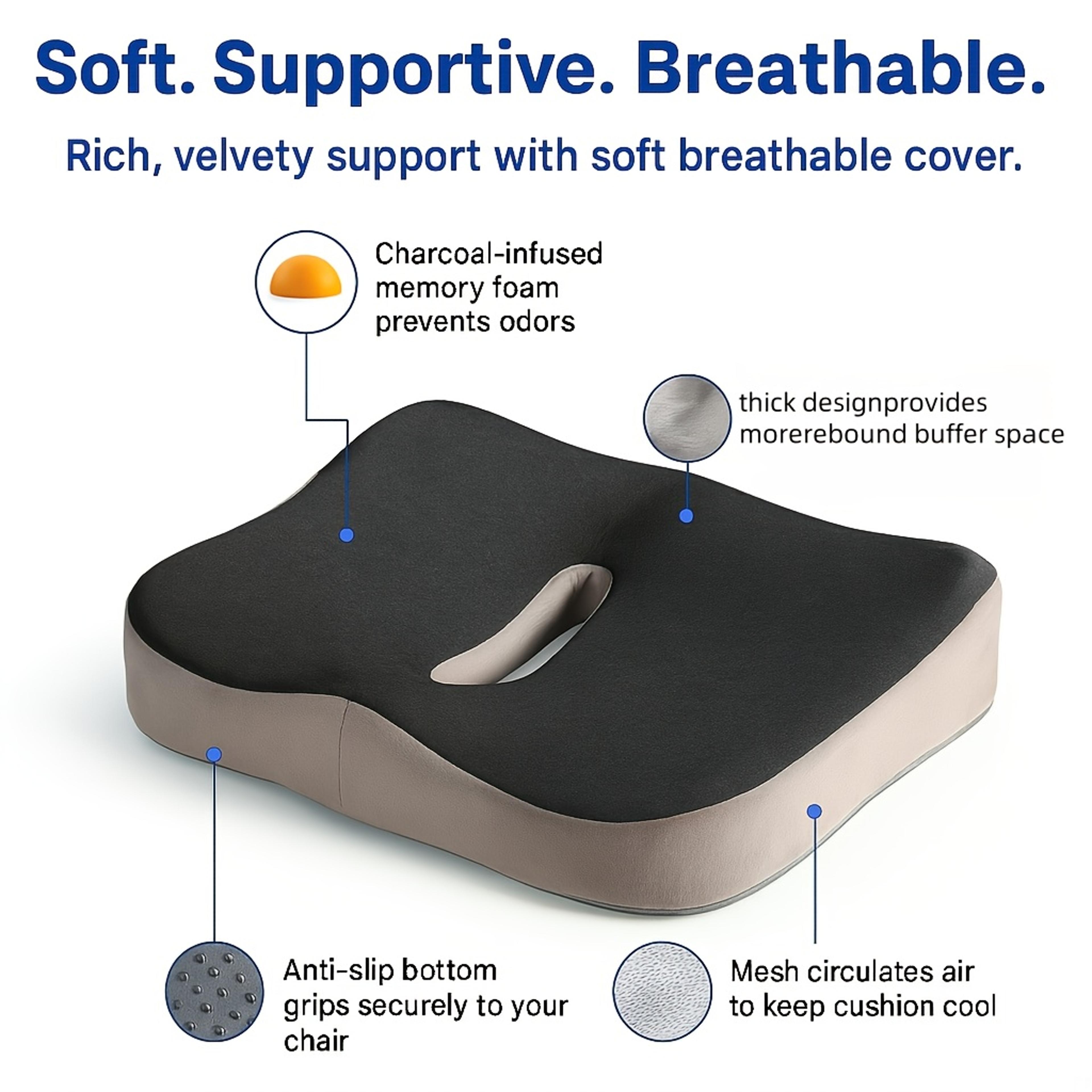 3D Ergonomic Support Light Green  Grey Memory Foam Seat Cushion Car Office Essentials Home Decor Wa 1