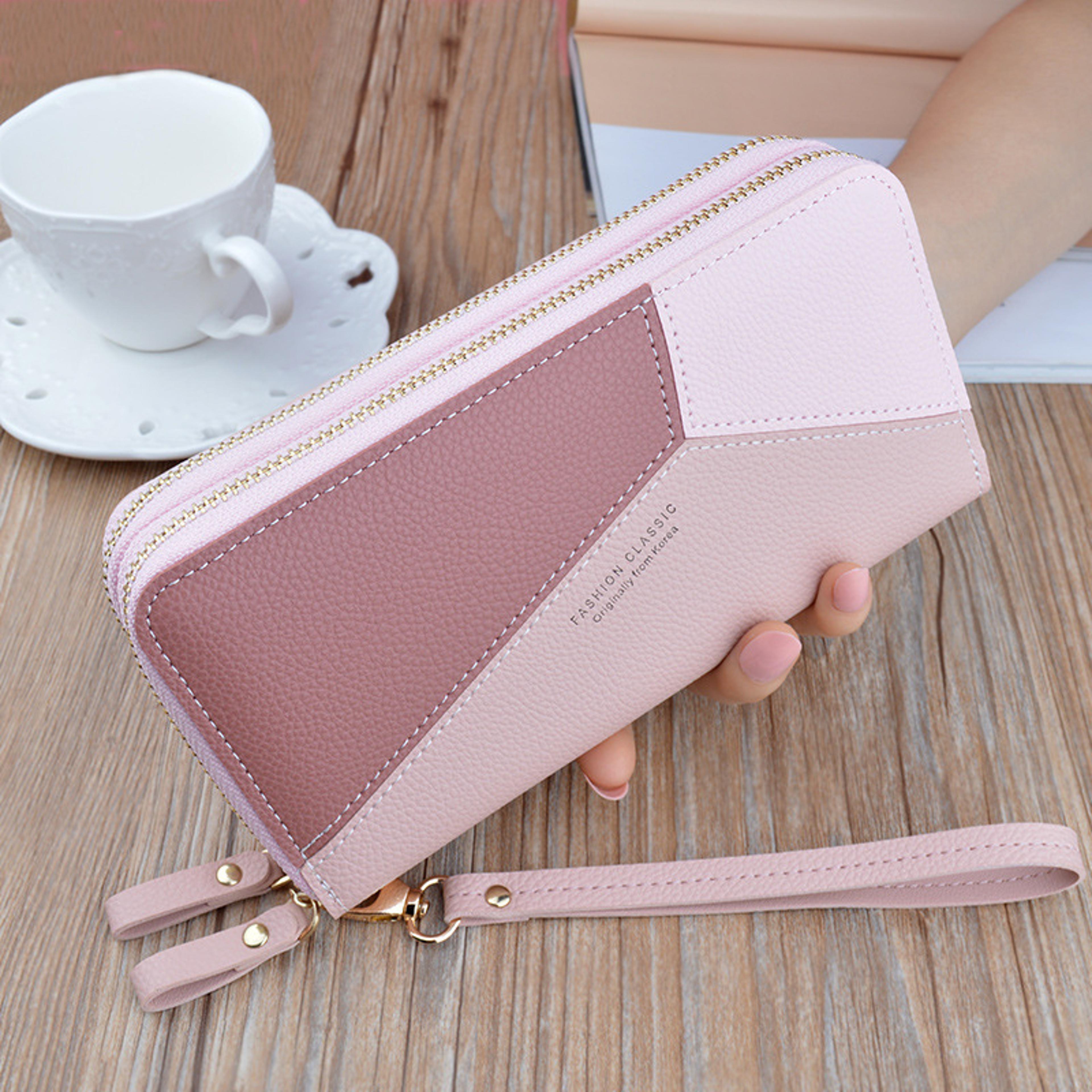 Double Womens Purses New Womens Wallet Long Fashion Simple Handbags Lychee Pattern Large Capacity 0