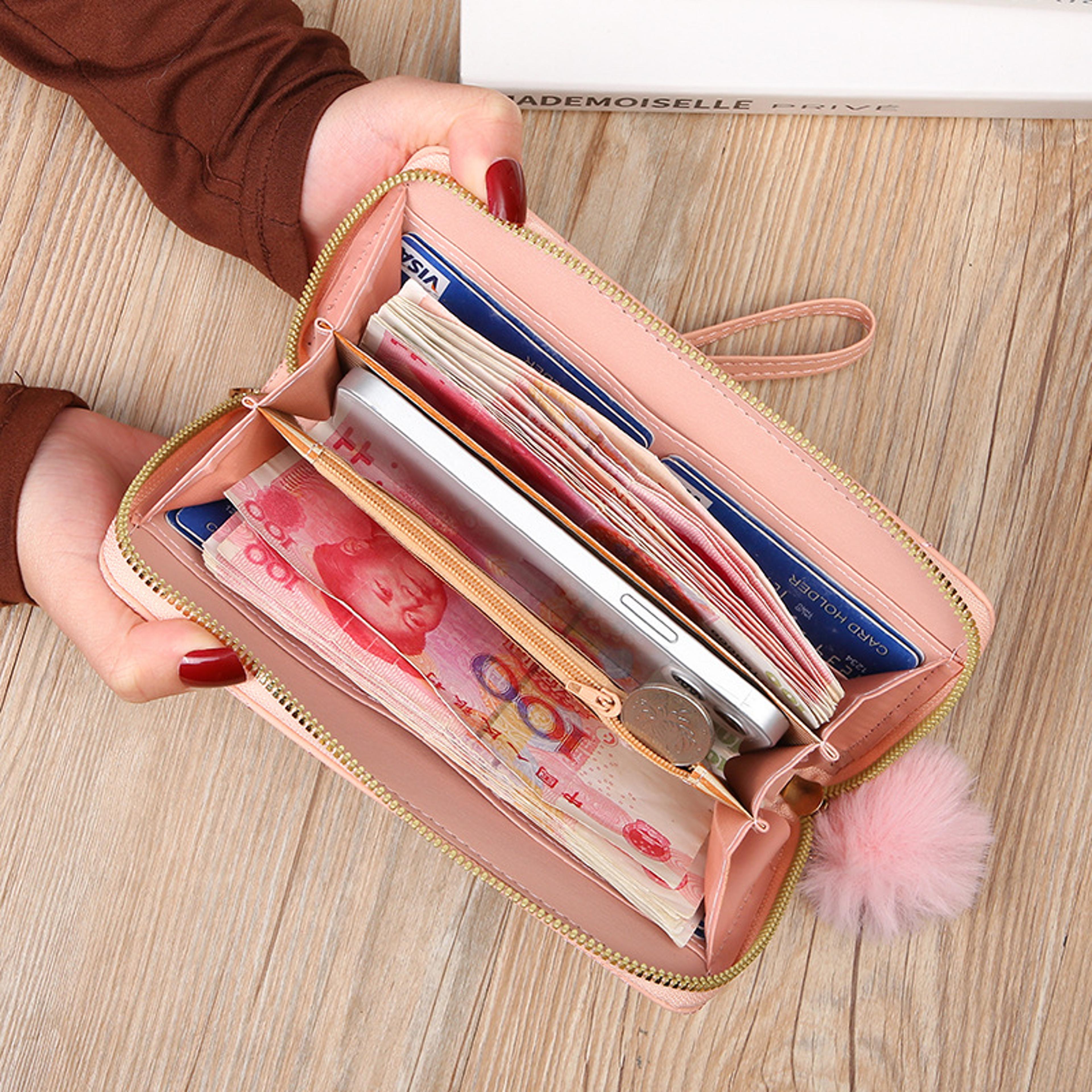 Fashion Card Holder  Small Purse Korean Womens Long Wallet Hollow Leaf Zipper Clutch Bag 3