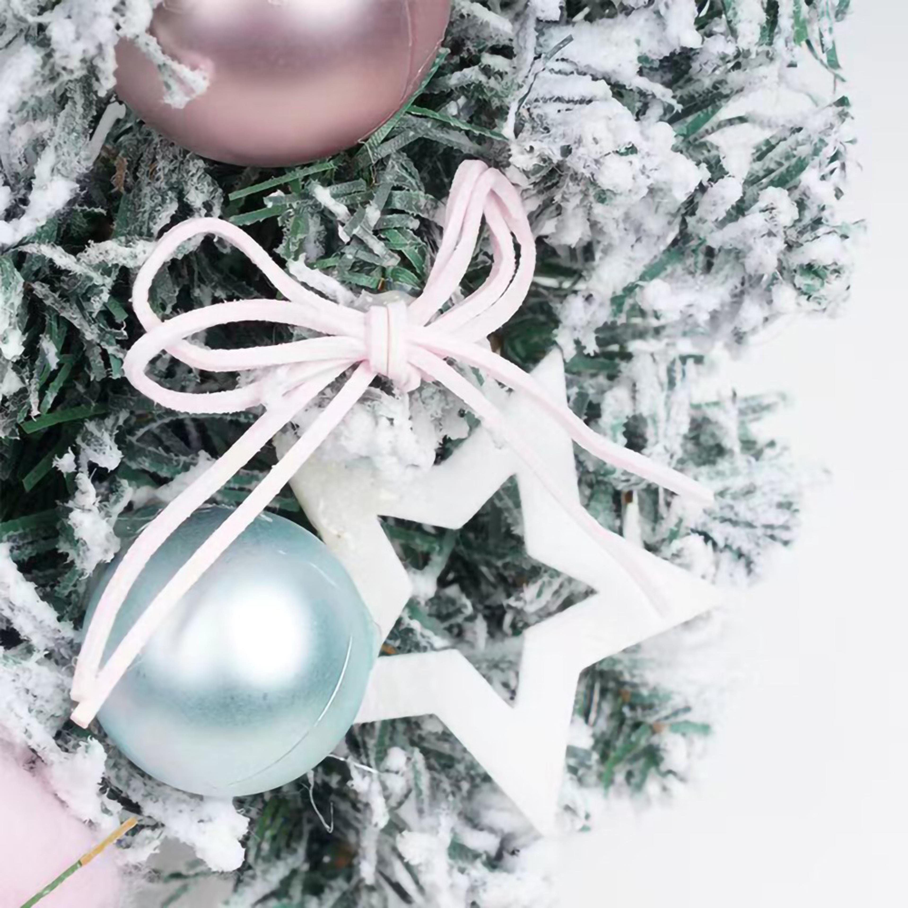 Christmas Wreaths Pink Snowflake Decorations Hanging Ornaments For Christmas Atmosphere 2