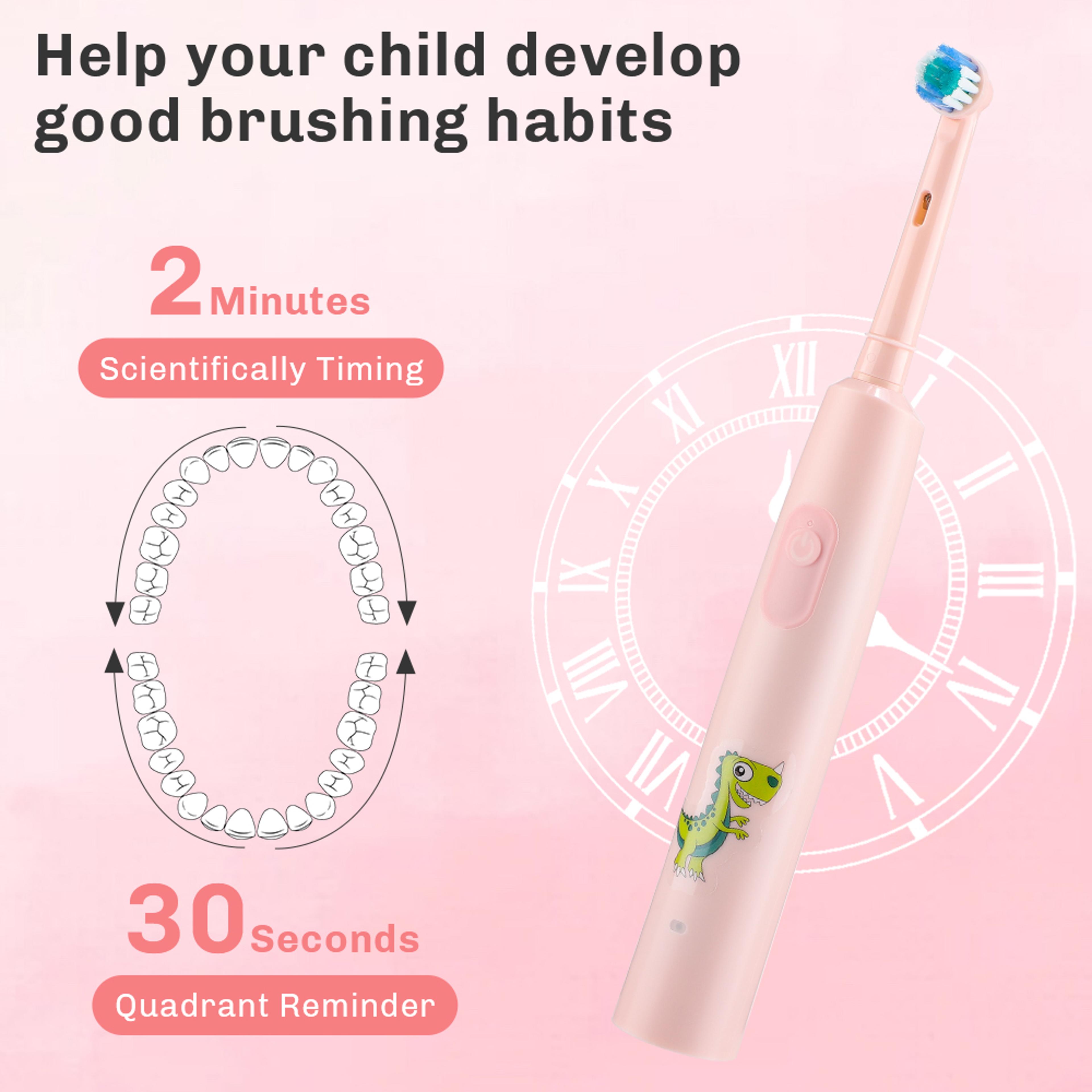 Rotating Ultrasonic Rechargeable Sonic Children Electric Toothbrush Colorful Cartoon Soft Hair Brus 3